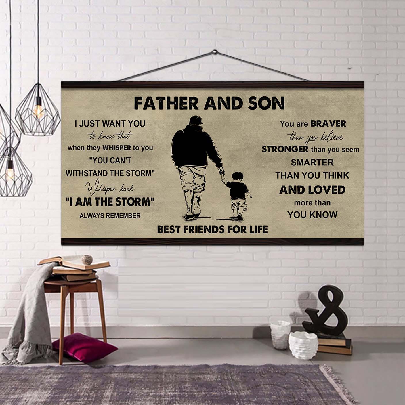 Hockey Father And Son Best Friends For Life - I Am The Storm Poster Canvas Gift For Son From Father