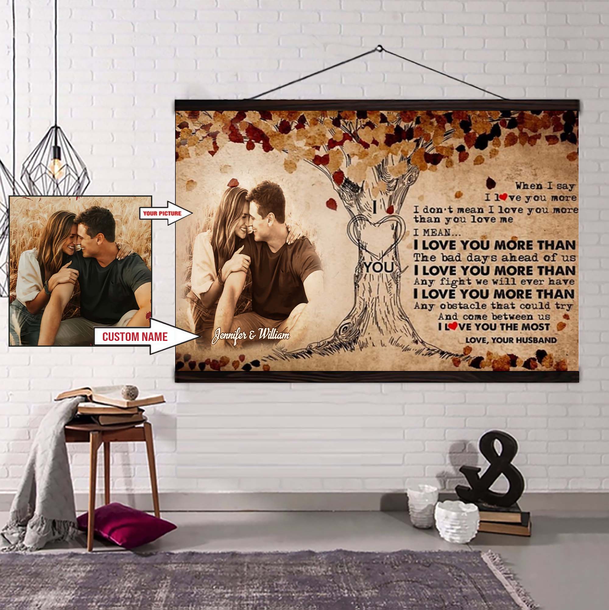 Valentines gifts-Poster canvas-Custom Image- Husband to Wife- When i say i love you more