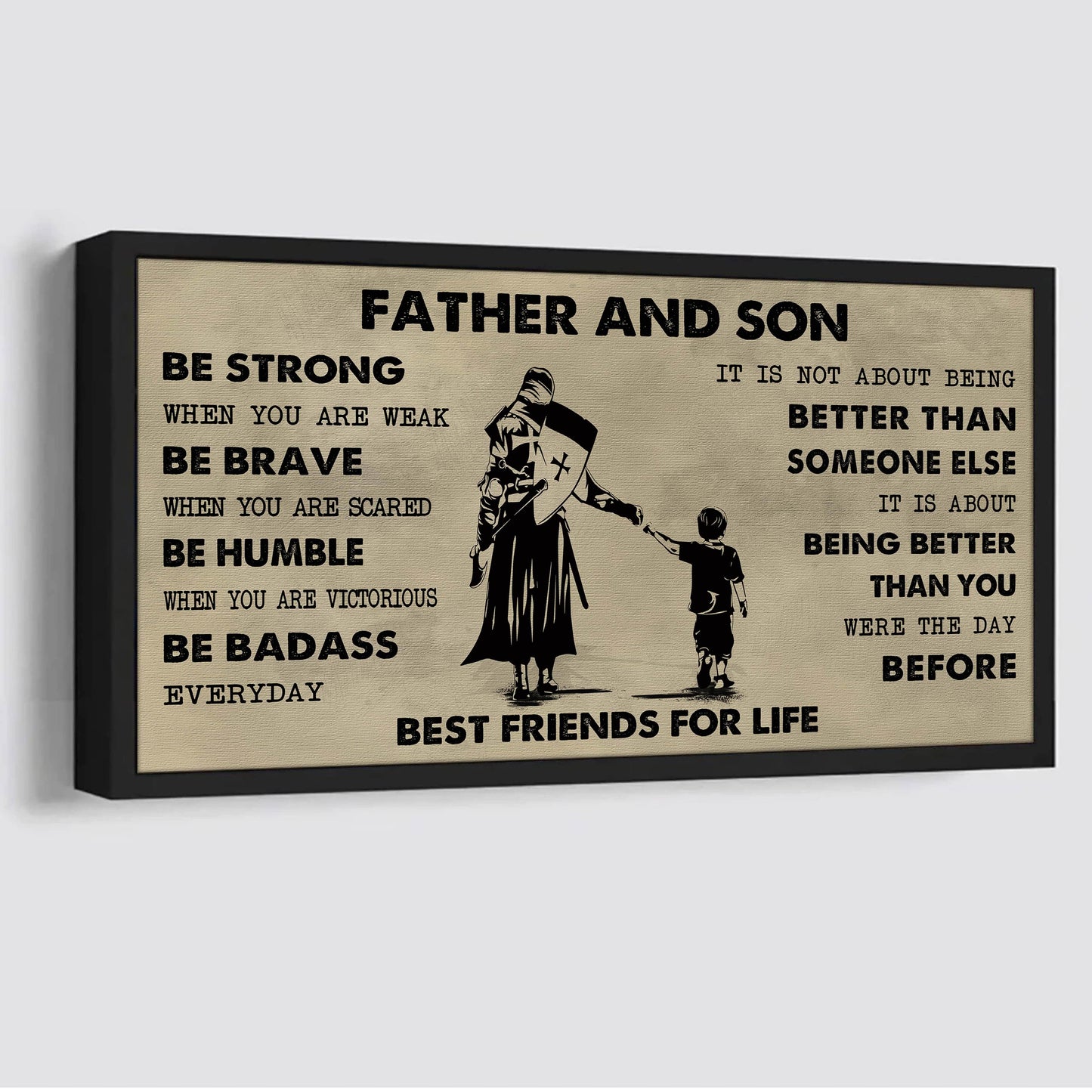 Biker Father And Daughter Best Friends For Life - Be Strong When You Are Weak Poster Canvas Gift For Daughter From Father-Photo Upload