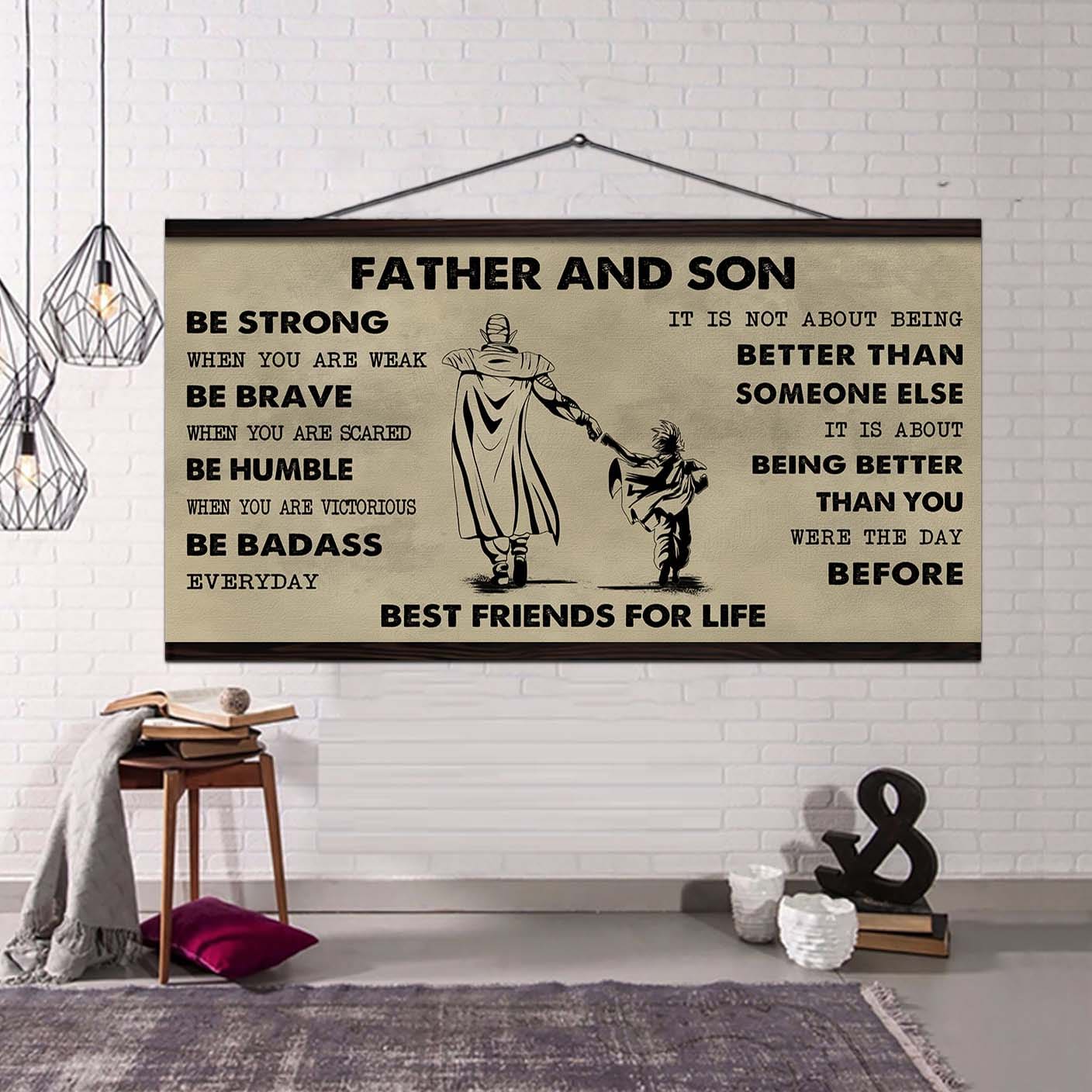 Biker Father And Son Best Friends For Life - Be Strong When You Are Weak Poster Canvas Gift For Son From Father