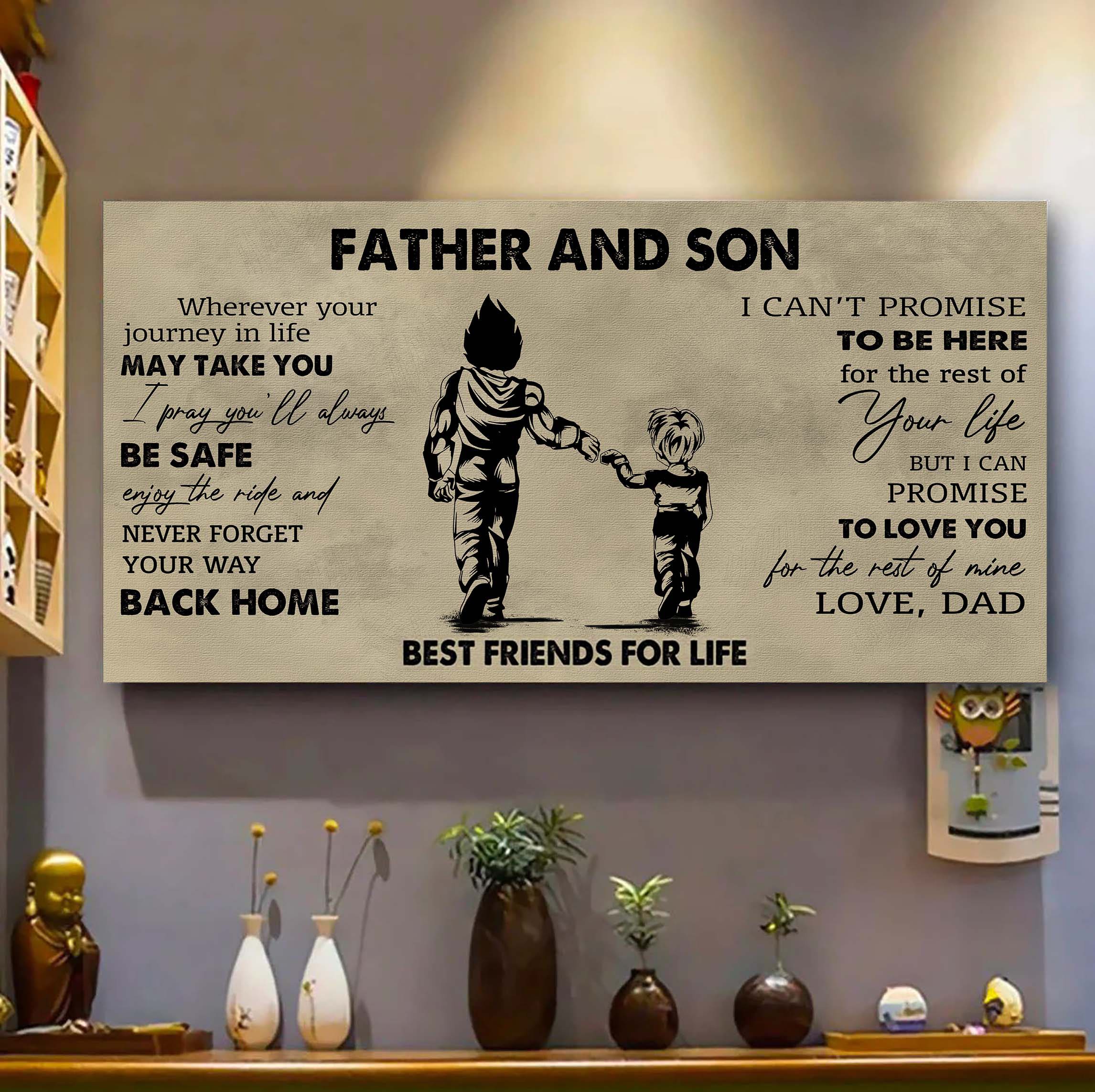 DRB Father And Son Best Friends For Life - Never Forget Your Way Back Home Poster Canvas Gift For Son From Father-Photo Upload