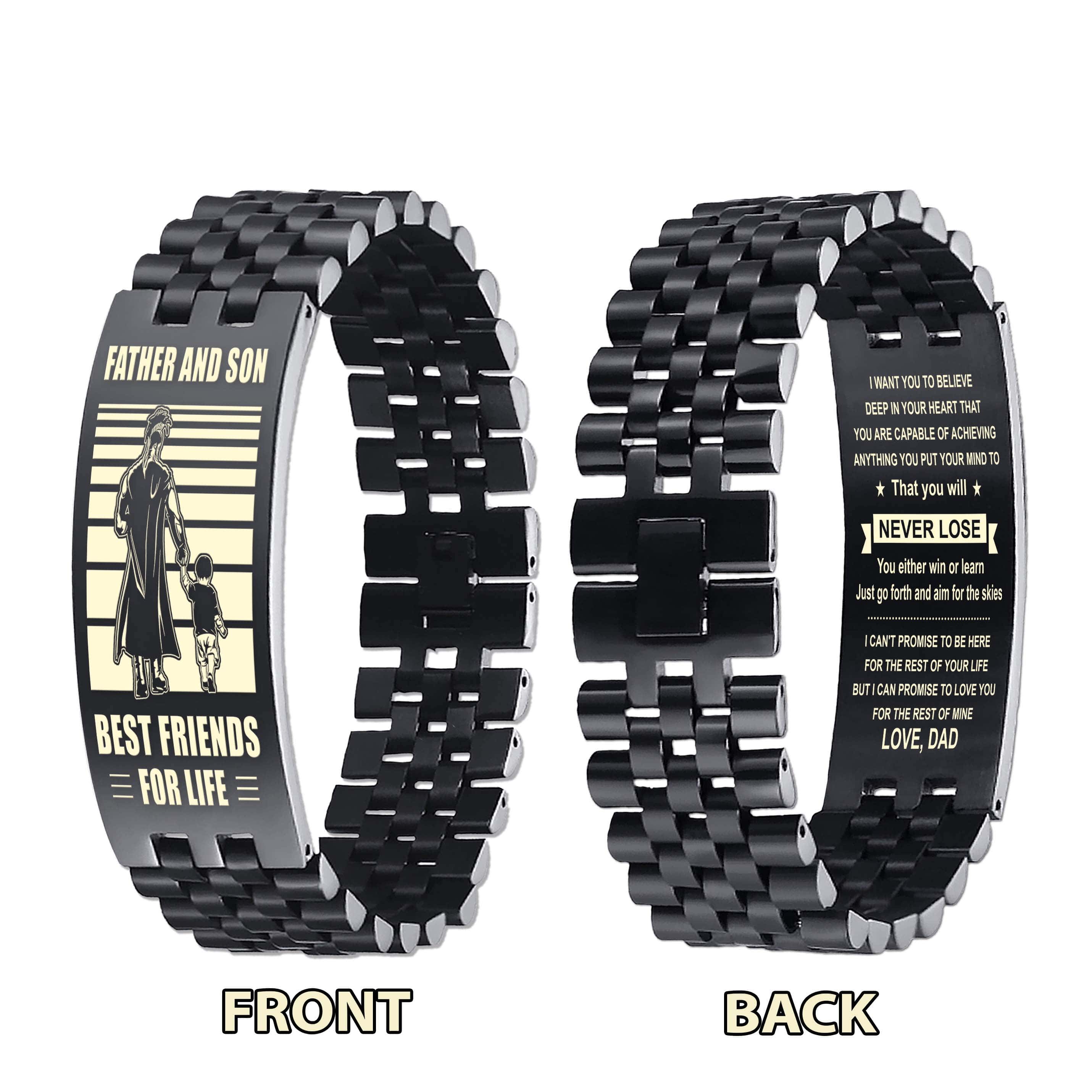 WBH Samurai Personalized Double Sided Bracelet Father And Son Best Friends For Life - Message on the back side