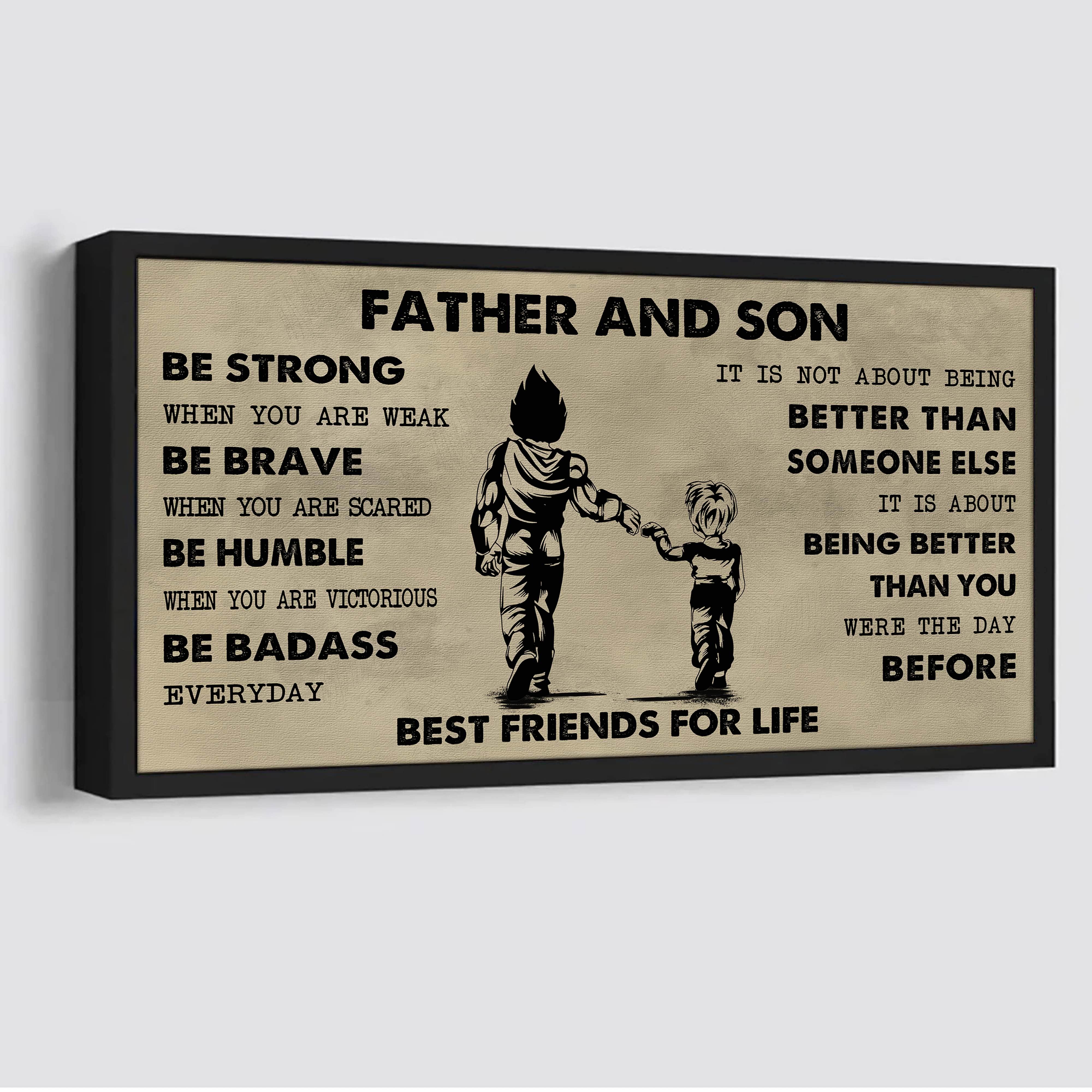 Ver 2 VGT Father And Son Best Friends For Life - Be Strong When You Are Weak Poster Canvas Gift For Son From Father-Photo Upload