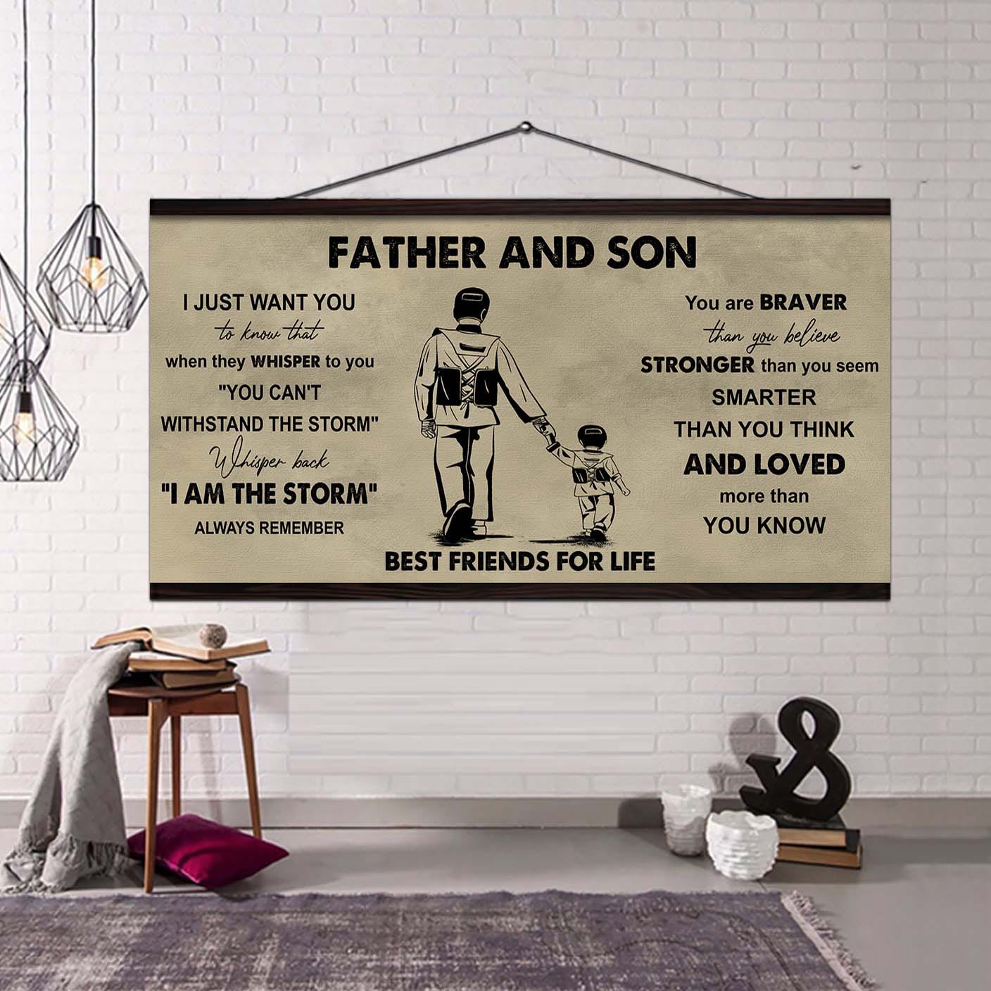 Hockey Father And Son Best Friends For Life - I Am The Storm Poster Canvas Gift For Son From Father