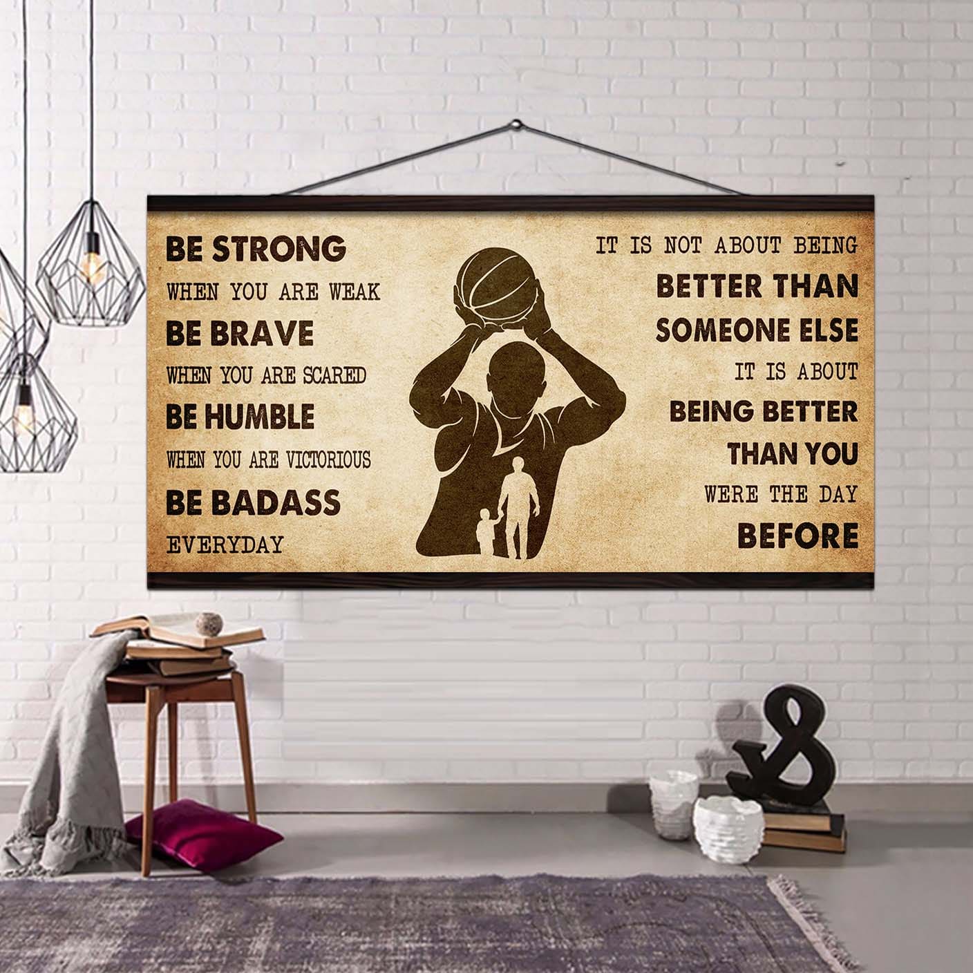 Soccer Poster Canvas From Dad To Son It Is Not About Being Better Than Someone Else - Be Strong When You Are Weak Be Badass Everyday