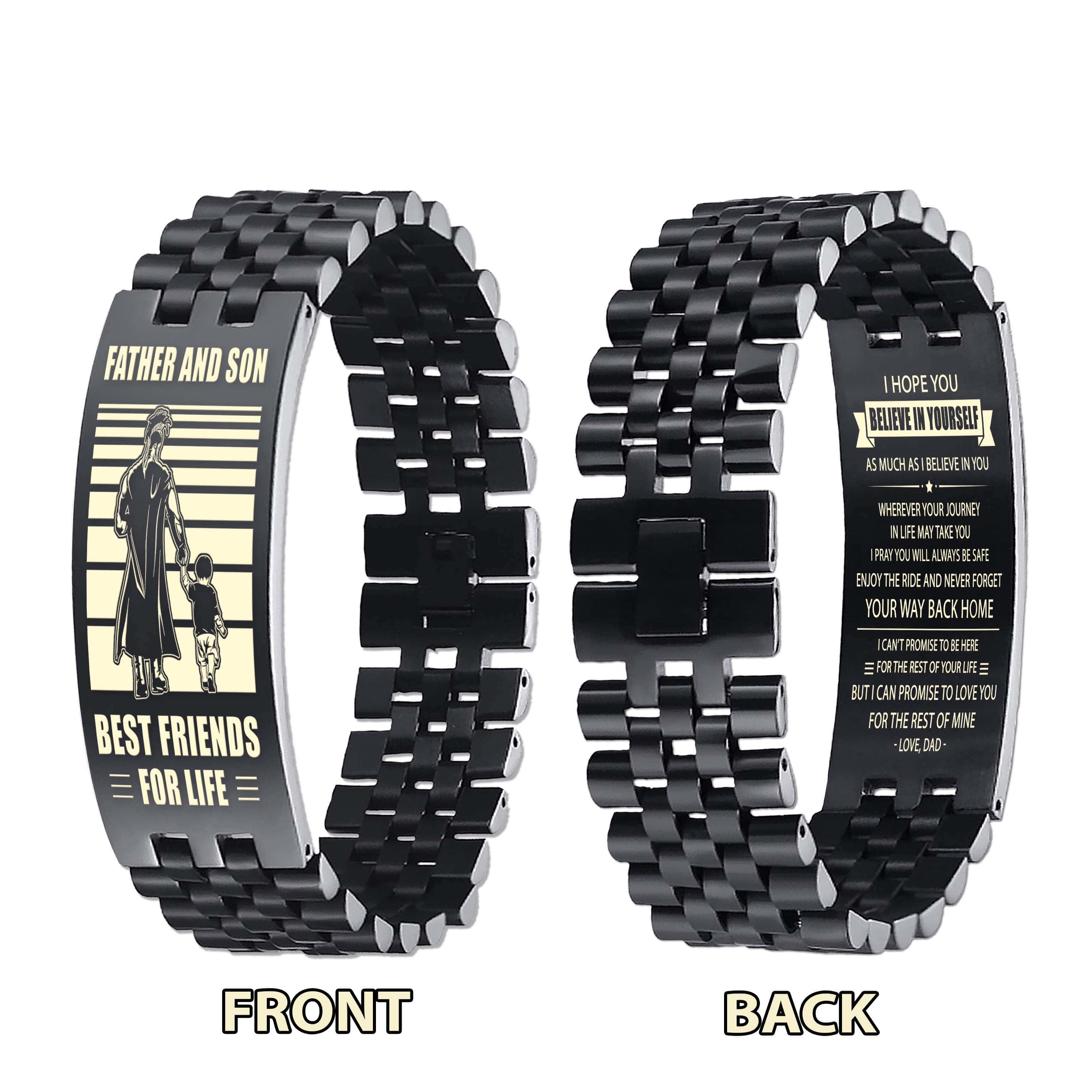 WBH Spartan Personalized Double Sided Bracelet Father And Son Best Friends For Life - Message on the back side