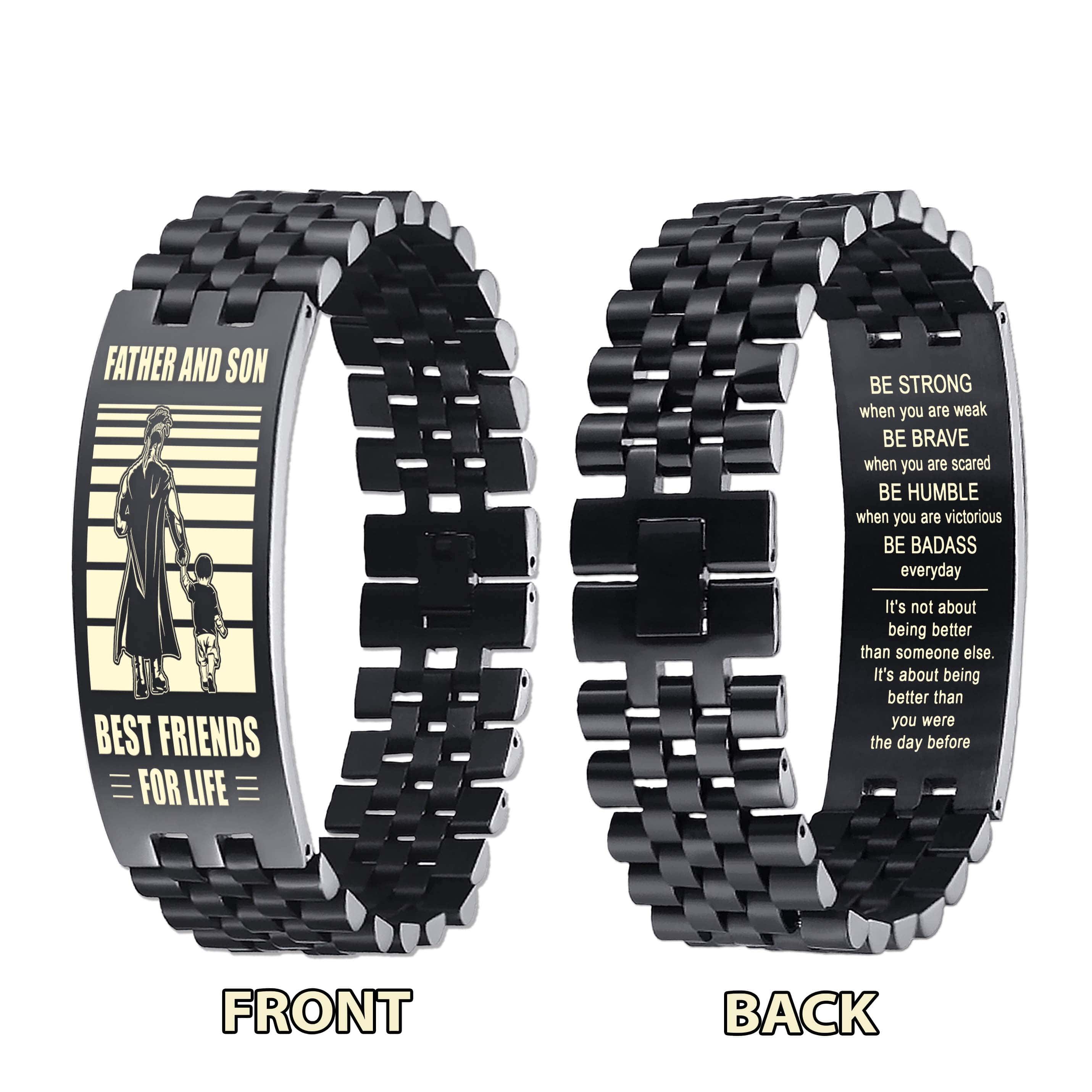 ANT Personalized Double Sided Bracelet Father And Son Best Friends For Life - Message on the back side