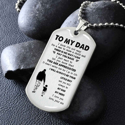 Viking Millitary Chain 18K Gold Plated To My Dad I Know It's Not Easy - I Will Always Be Your Little Boy Gift From Son To Dad Father's Day Gift