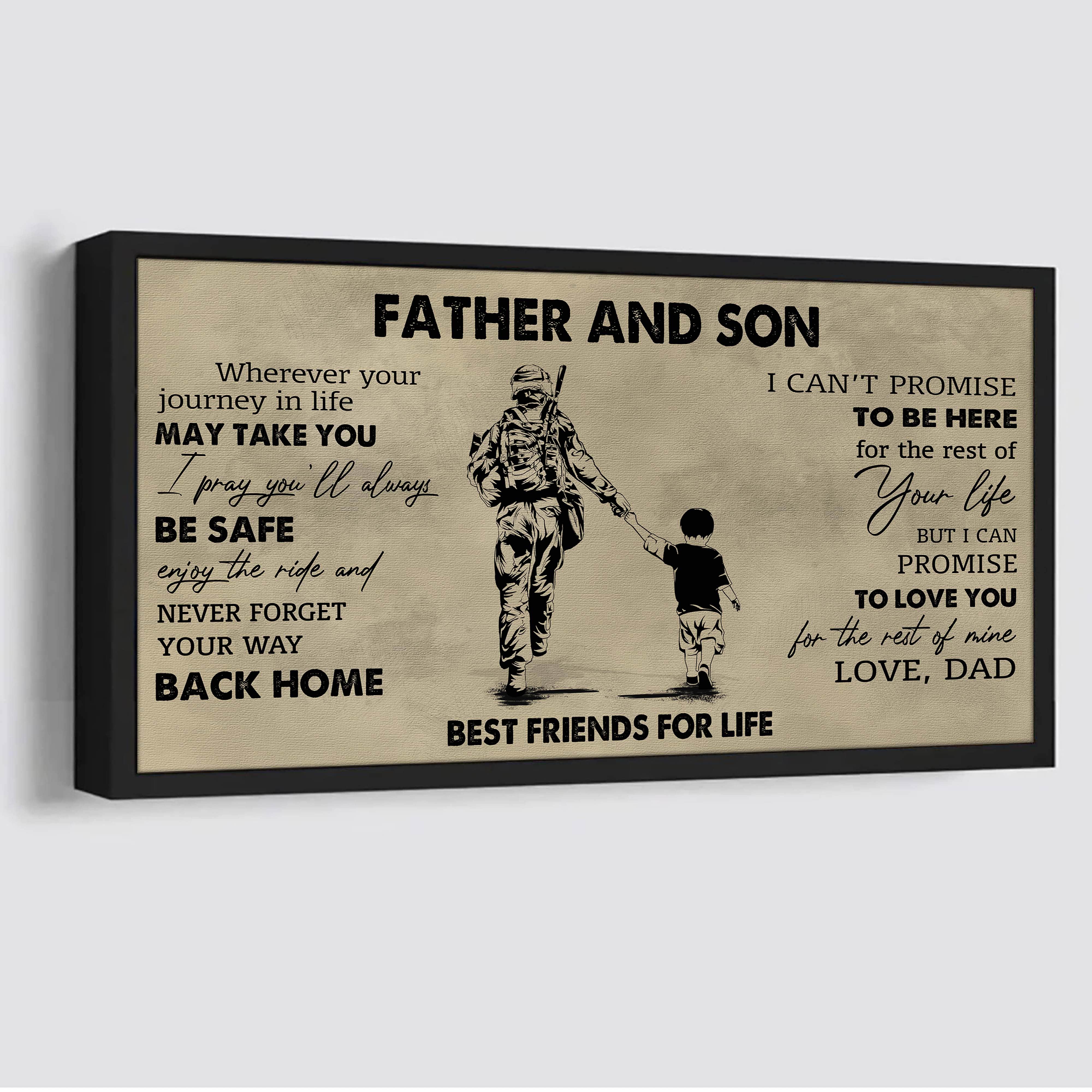 DRB Father And Son Best Friends For Life - Never Forget Your Way Back Home Poster Canvas Gift For Son From Father-Photo Upload