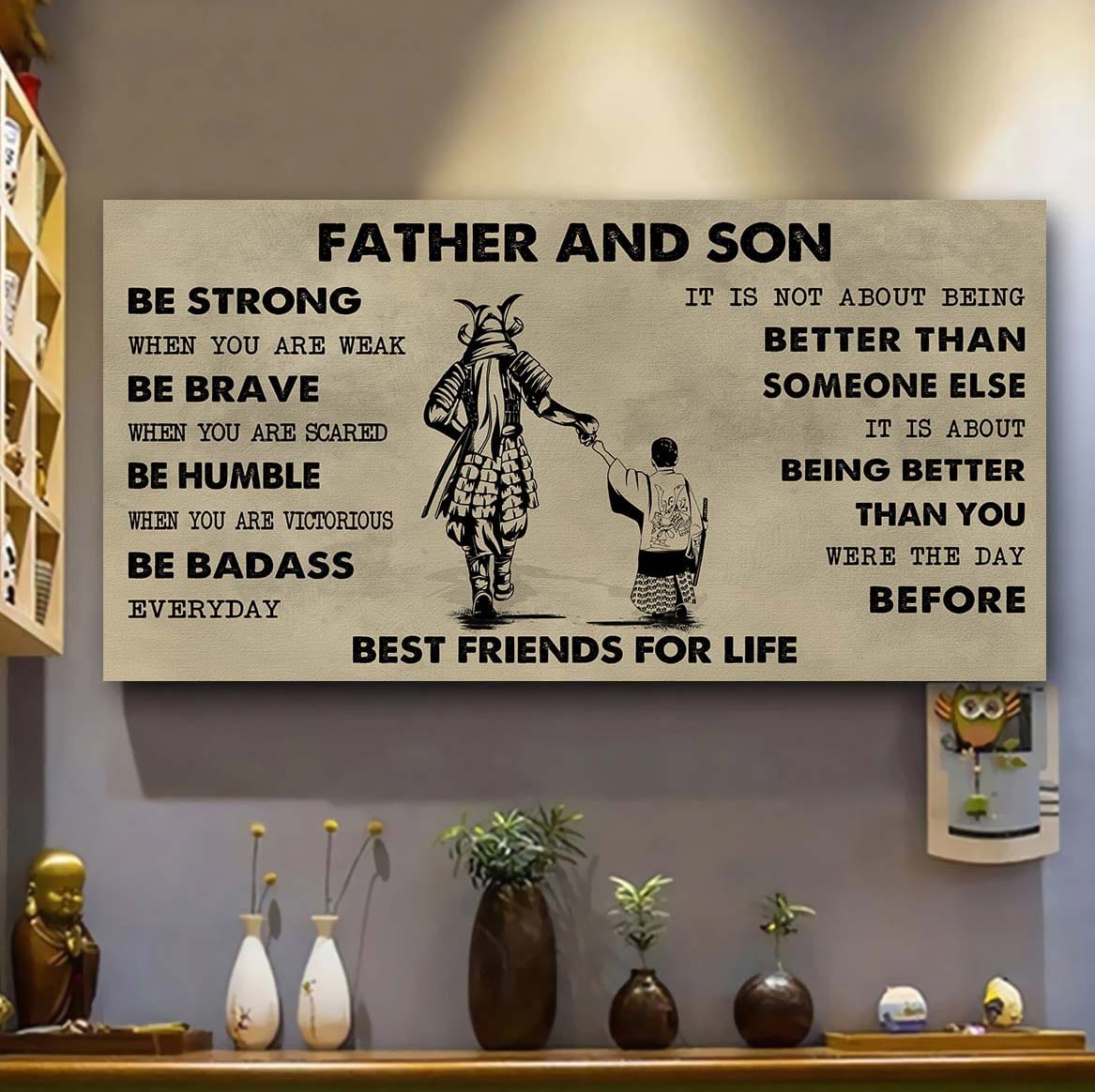 Biker Father And Daughter Best Friends For Life - Be Strong When You Are Weak Poster Canvas Gift For Daughter From Father-Photo Upload