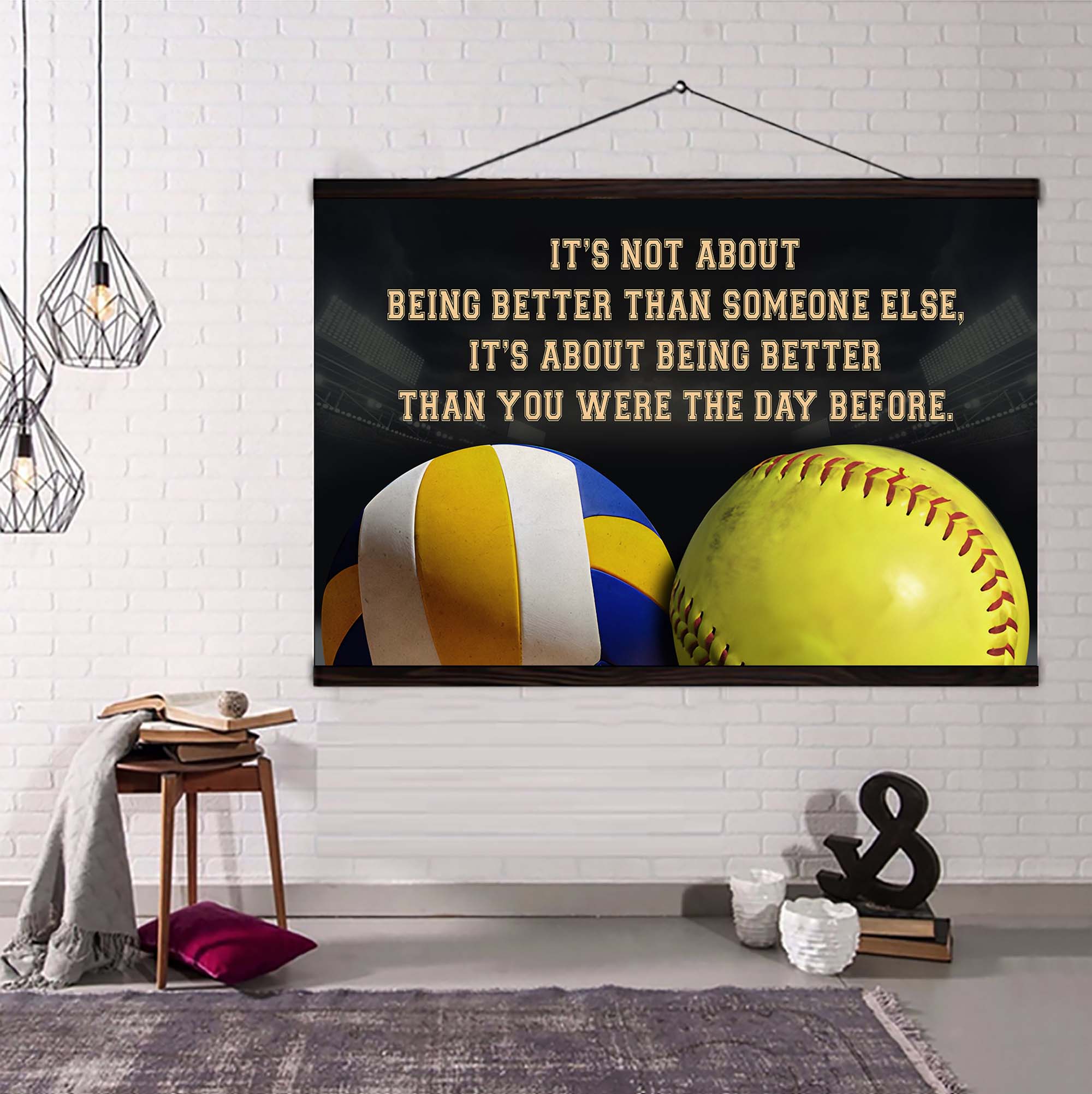 Volleyball and Softball customizable poster canvas