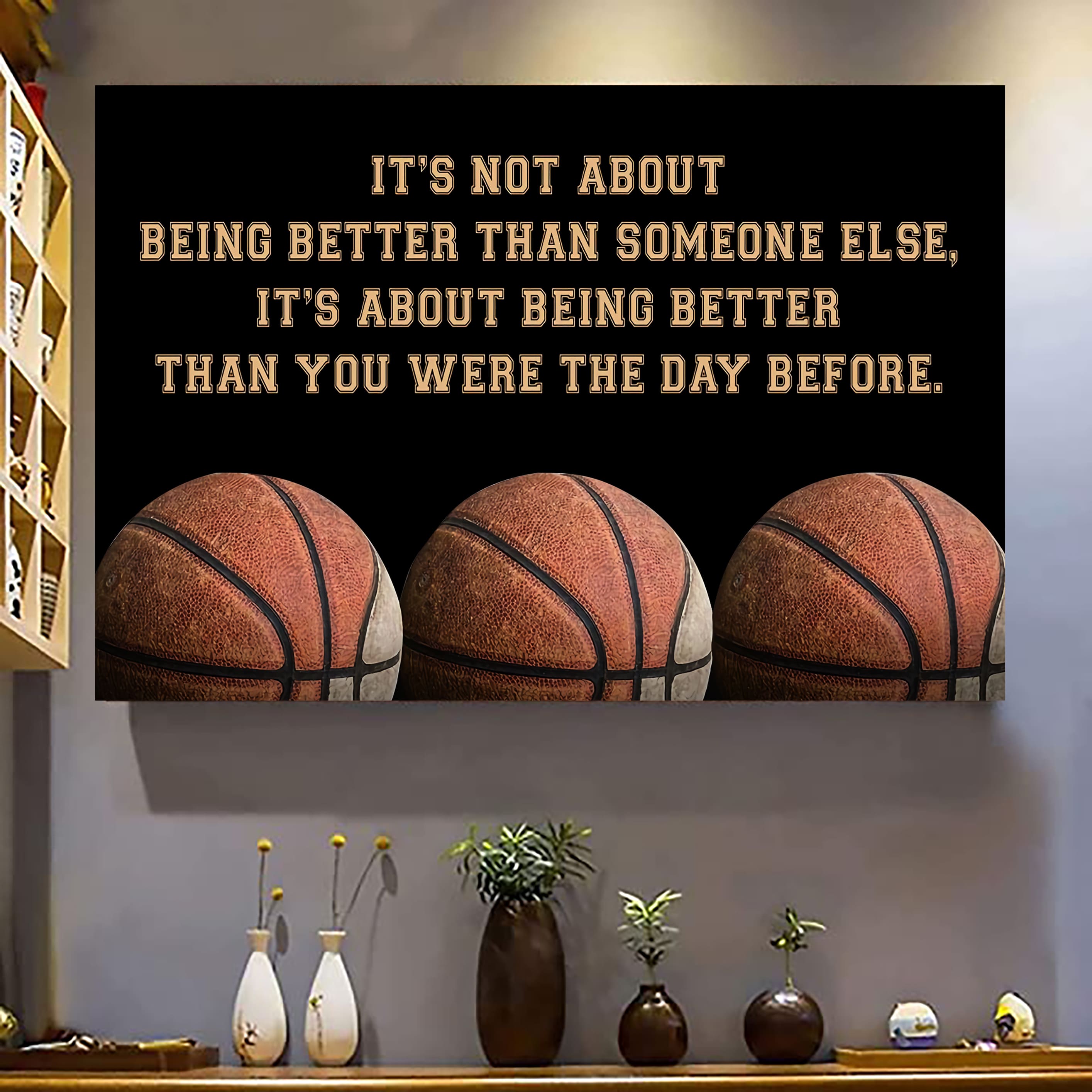 Softball customizable poster canvas - It is not about better than someone else, It is about being better than you were the day before