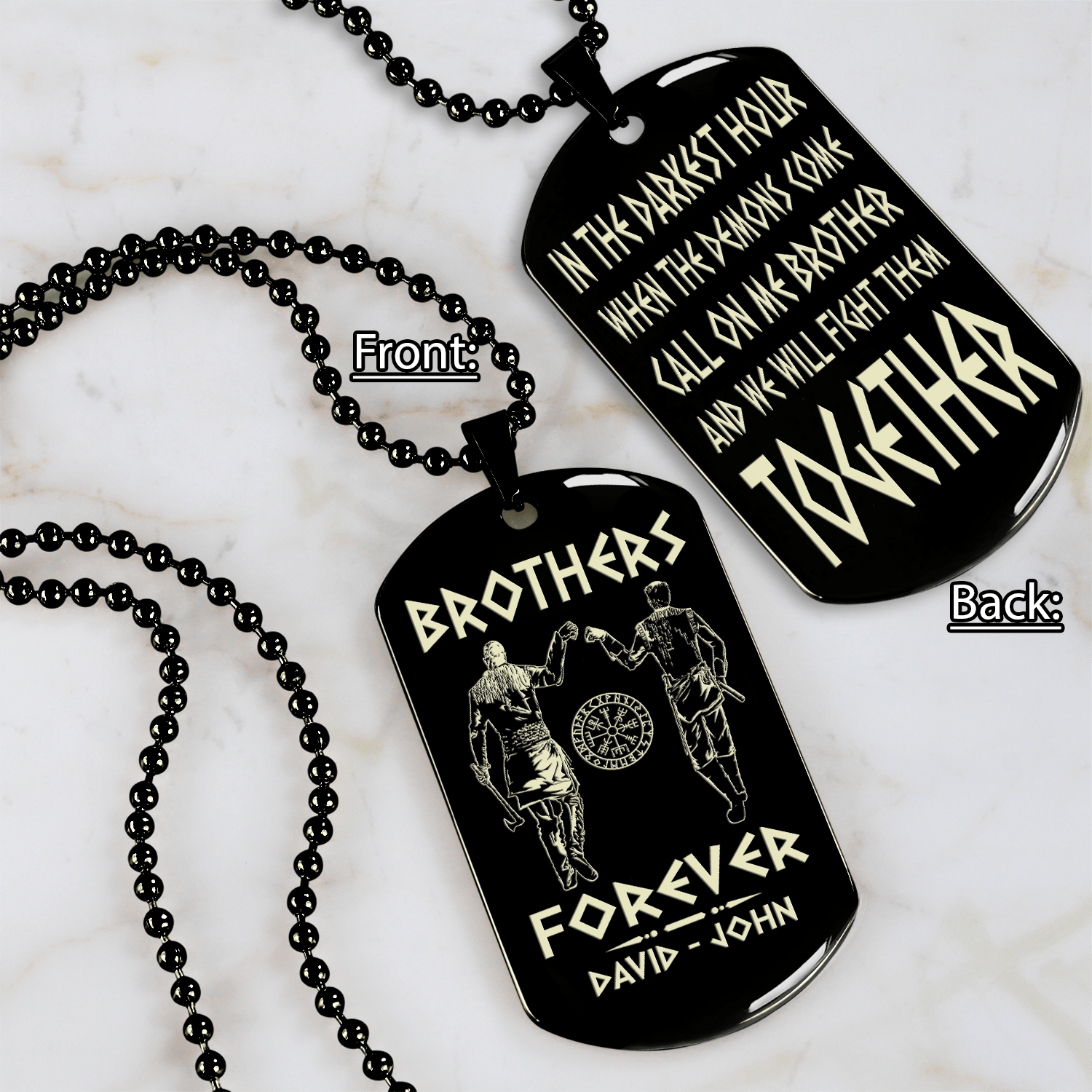 Brothers customizable engraved black dog tag double sided gift from brother, brother forever