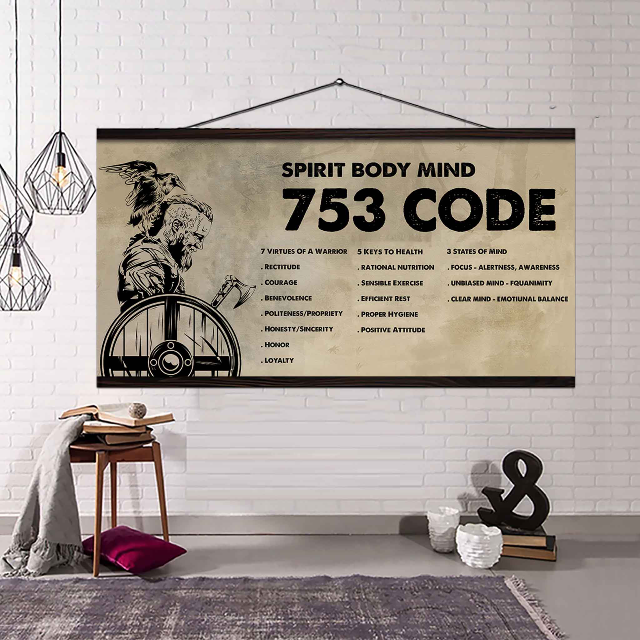 Spartan Poster Canvas 7 5 3 Code Motivation Quotes