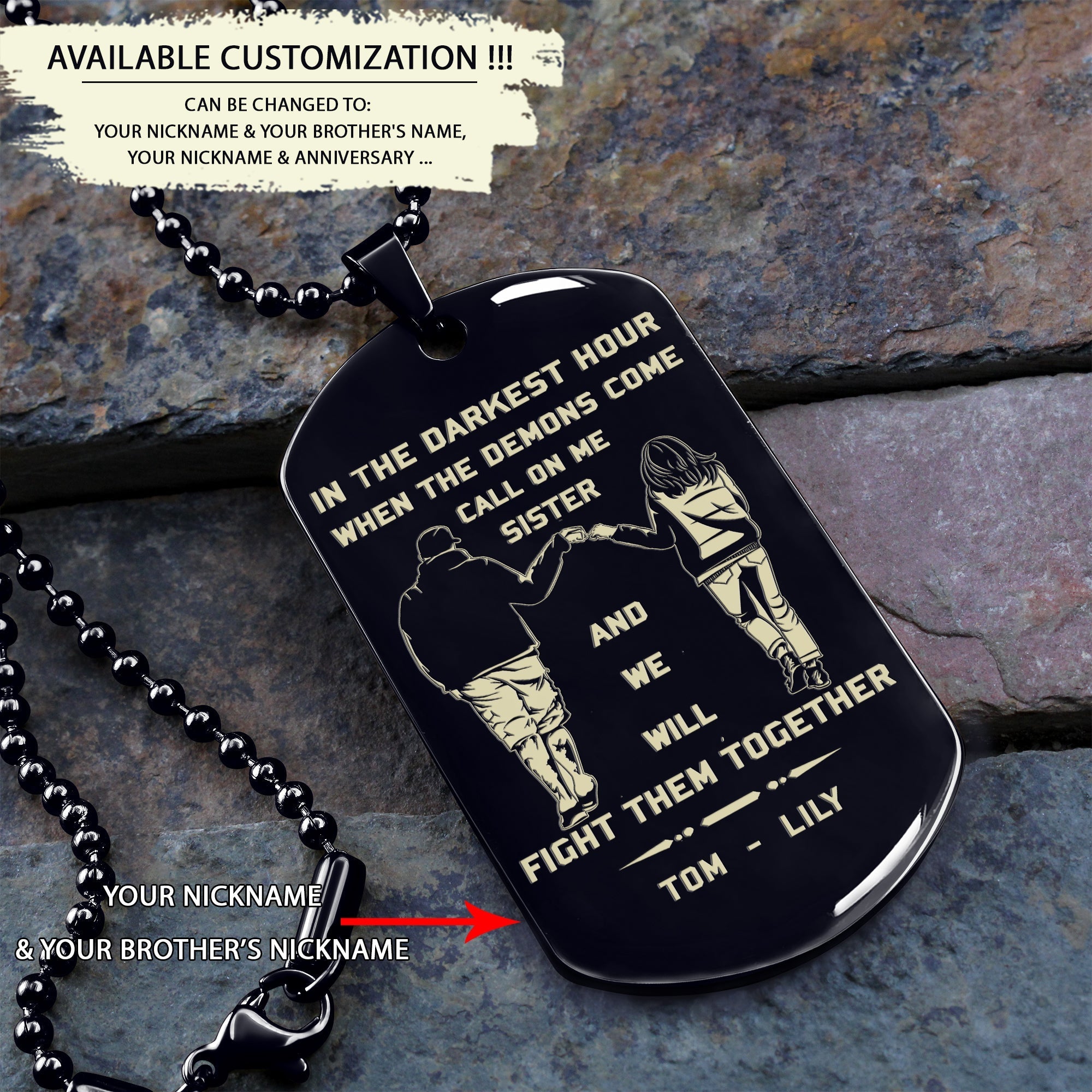 Soldier customizable engraved brother dog tag gift from brother