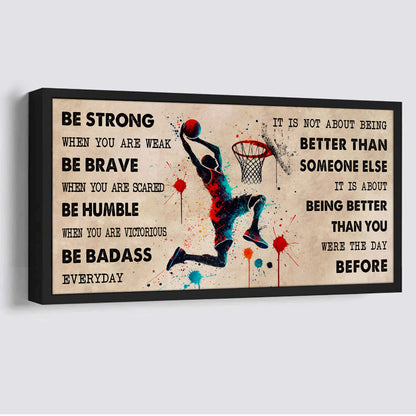 Water Color Hockey Poster Canvas It Is Not About Being Better Than Someone Else - Be Strong When You Are Weak Be Badass Everyday