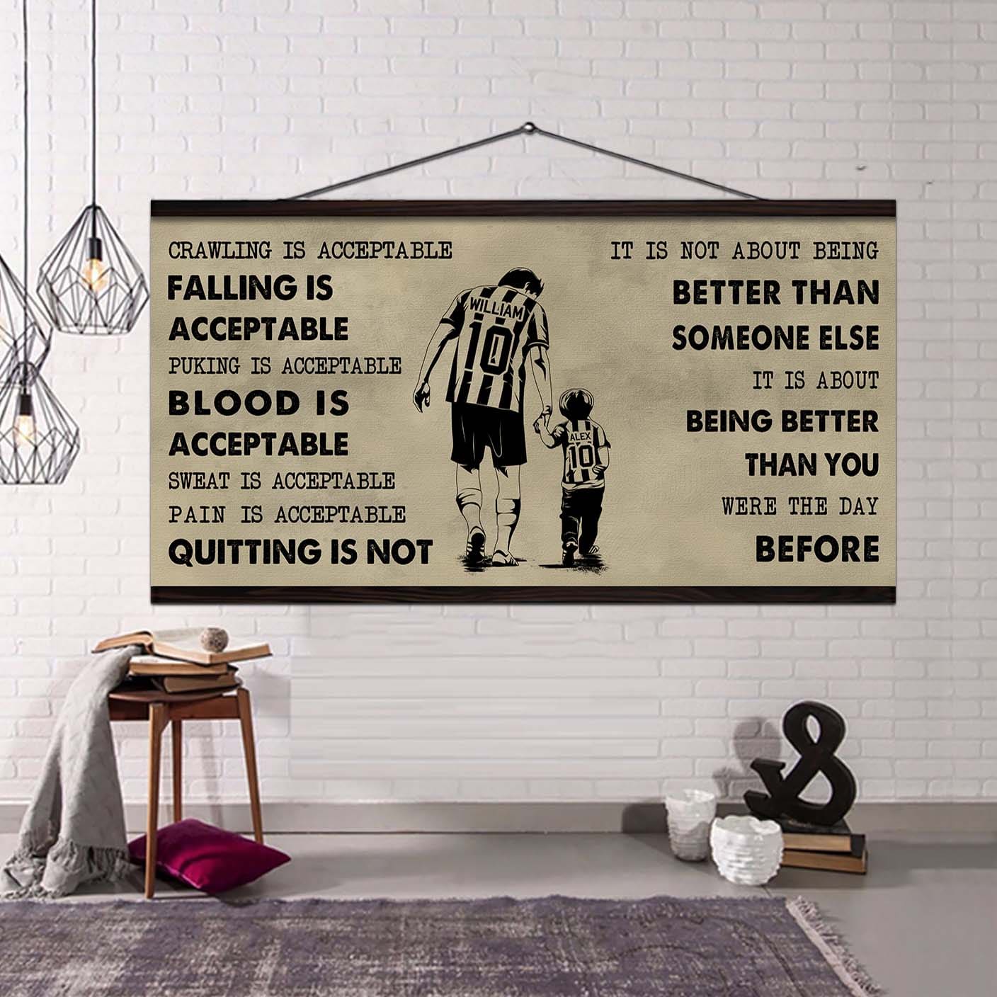 Soccer Poster Canvas From Dad To Son Quitting Is Not - It Is Not About Being Better Than Someone Else