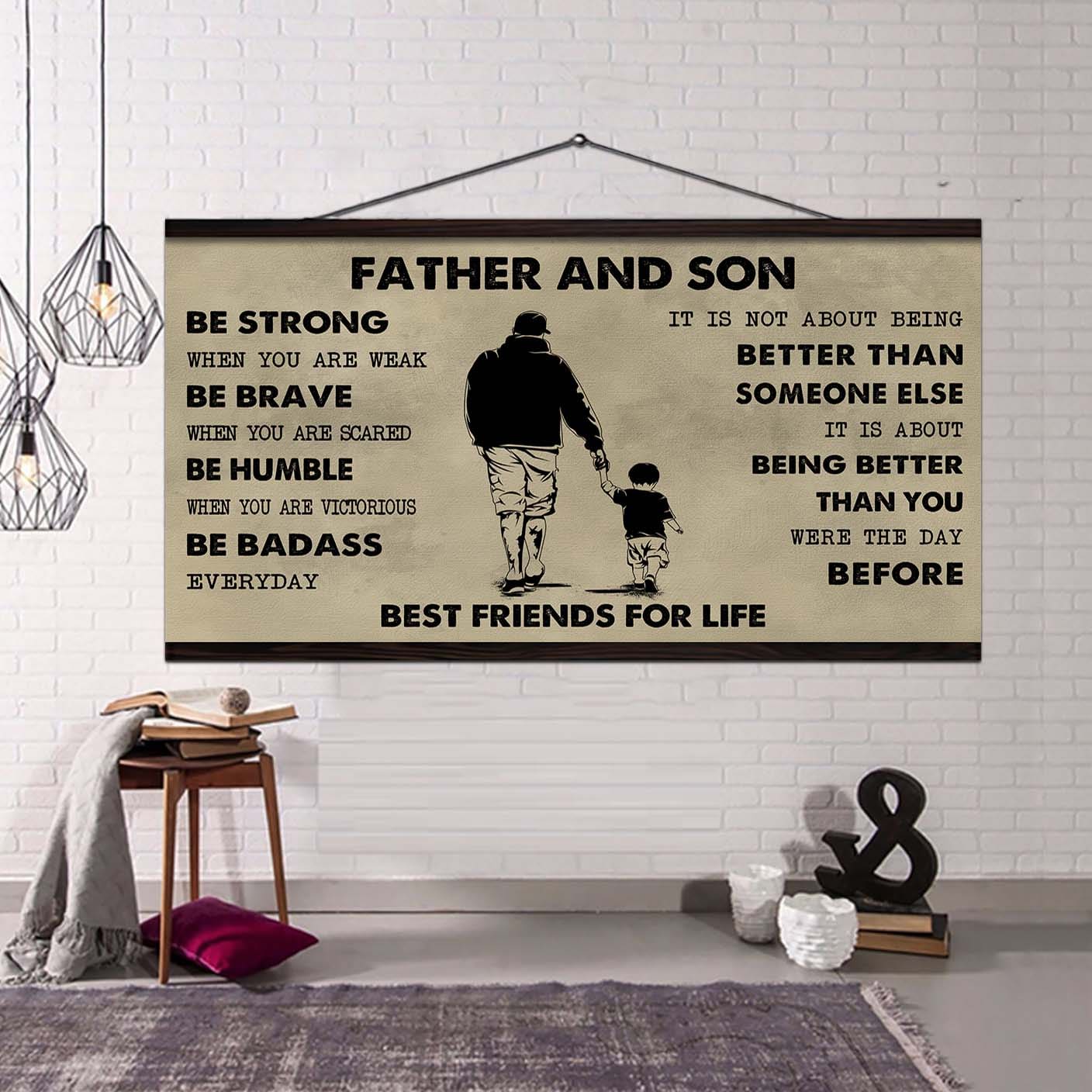 Biker Father And Daughter Best Friends For Life - Be Strong When You Are Weak Poster Canvas Gift For Daughter From Father-Photo Upload