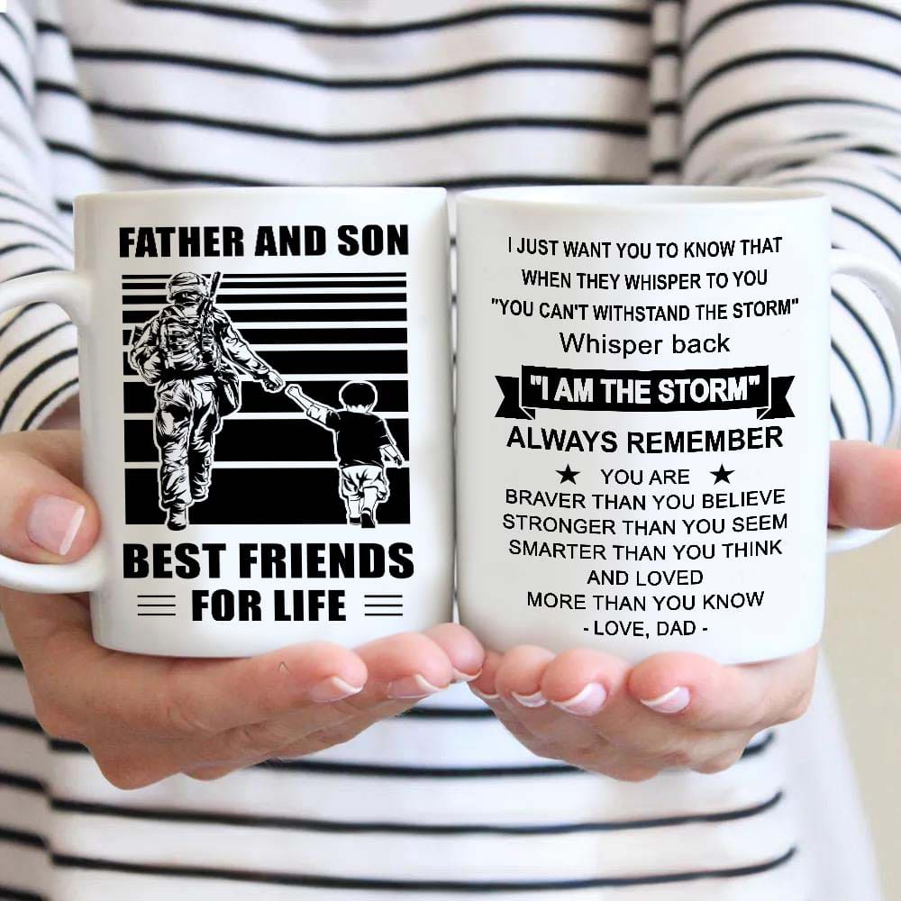 Soldier Be strong-Personalized Mug Father And Son Best Friends For Life - Message on the back side