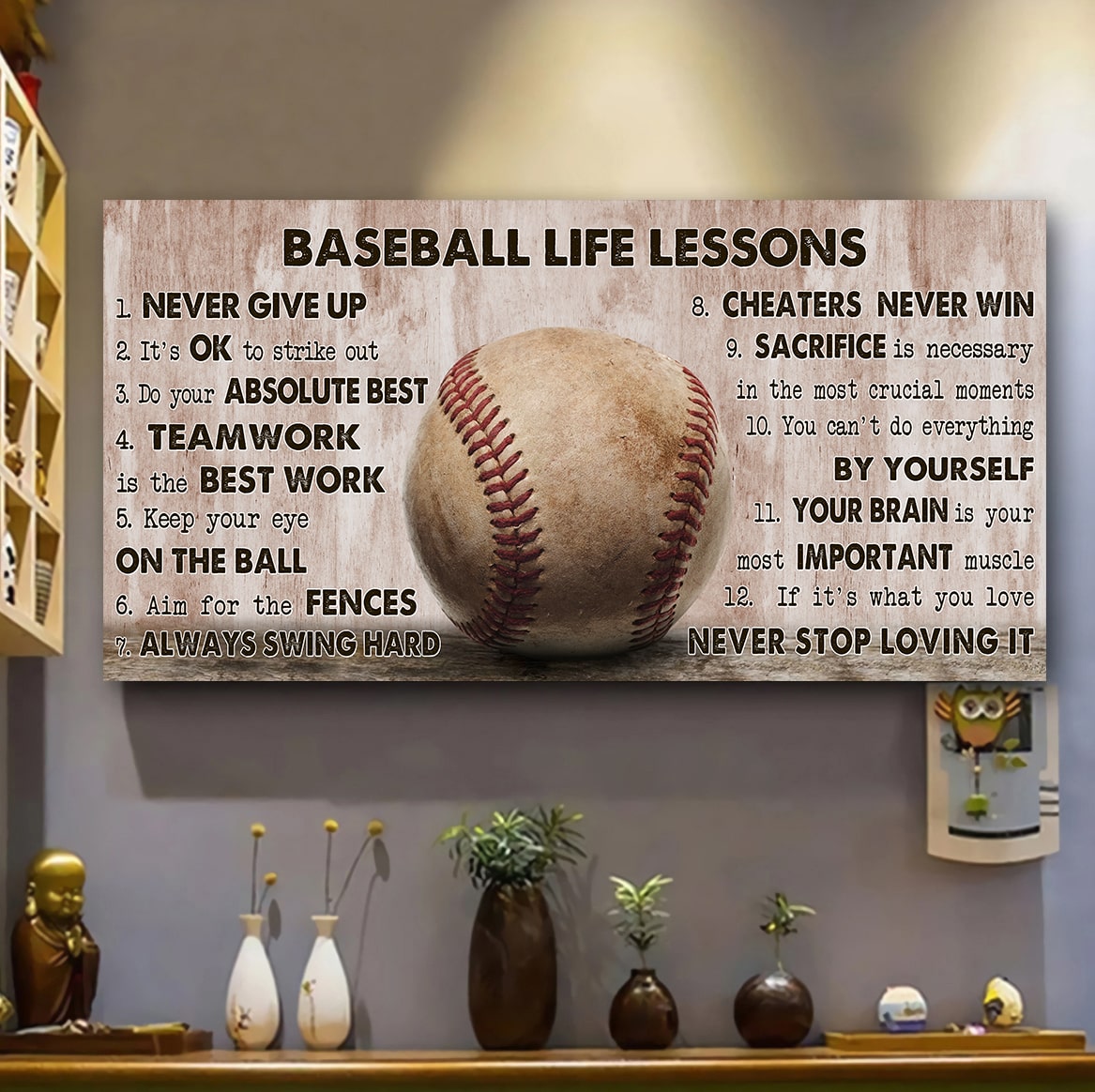 Sport Life Lesson Canvas Poster Wall Art Black Floating Frame