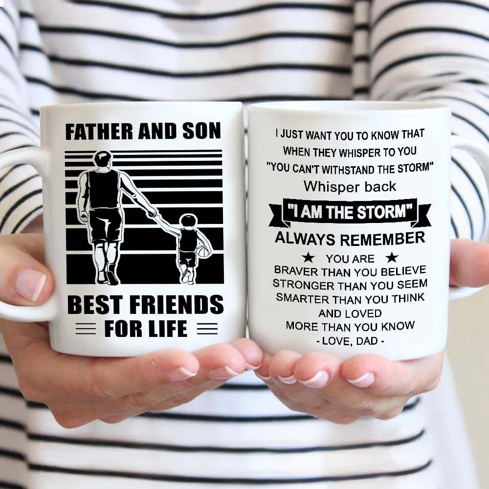 Basketball Be strong-Personalized Mug Father And Son Best Friends For Life - Message on the back side