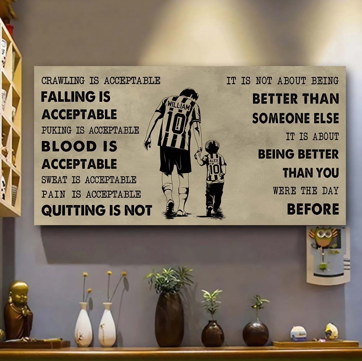 Soccer Poster Canvas From Dad To Son Quitting Is Not - It Is Not About Being Better Than Someone Else