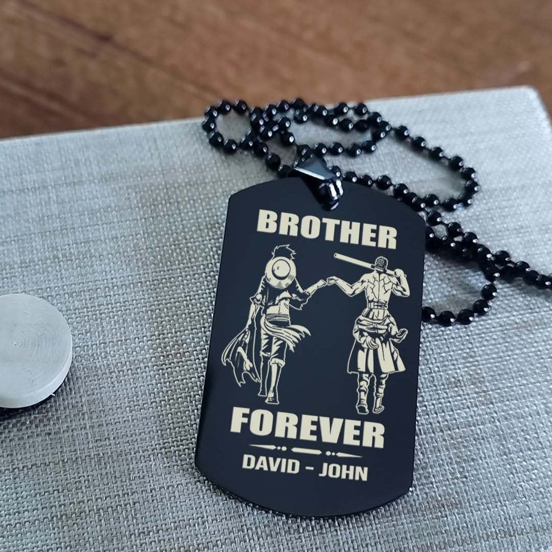 Biker customizable engraved black dog tag double sided gift from brother, brother forever