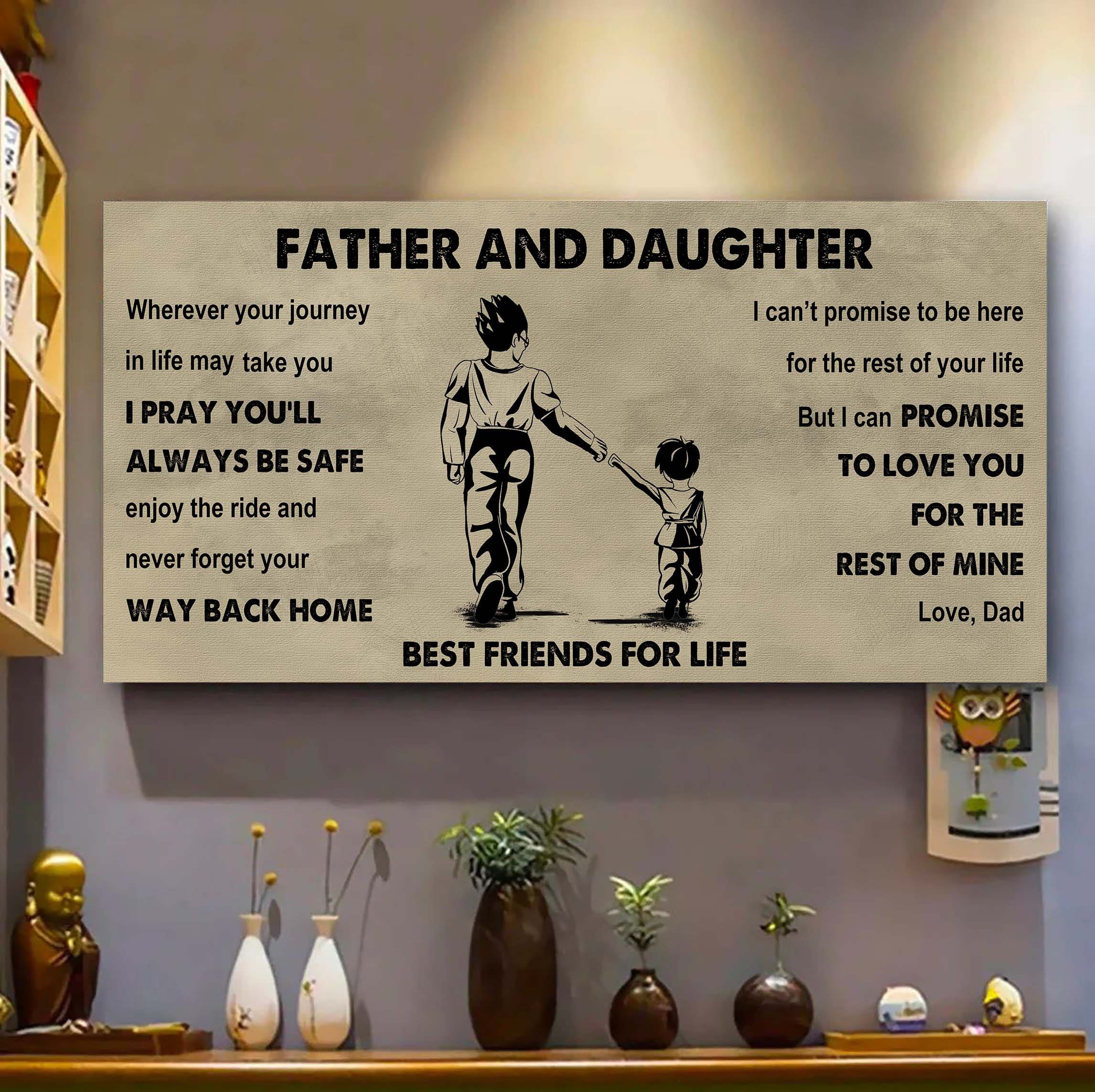 Biker Father And Daughter Best Friends For Life - Ver 2 Never Forget Your Way Back Home Poster Canvas Gift For Daughter From Father