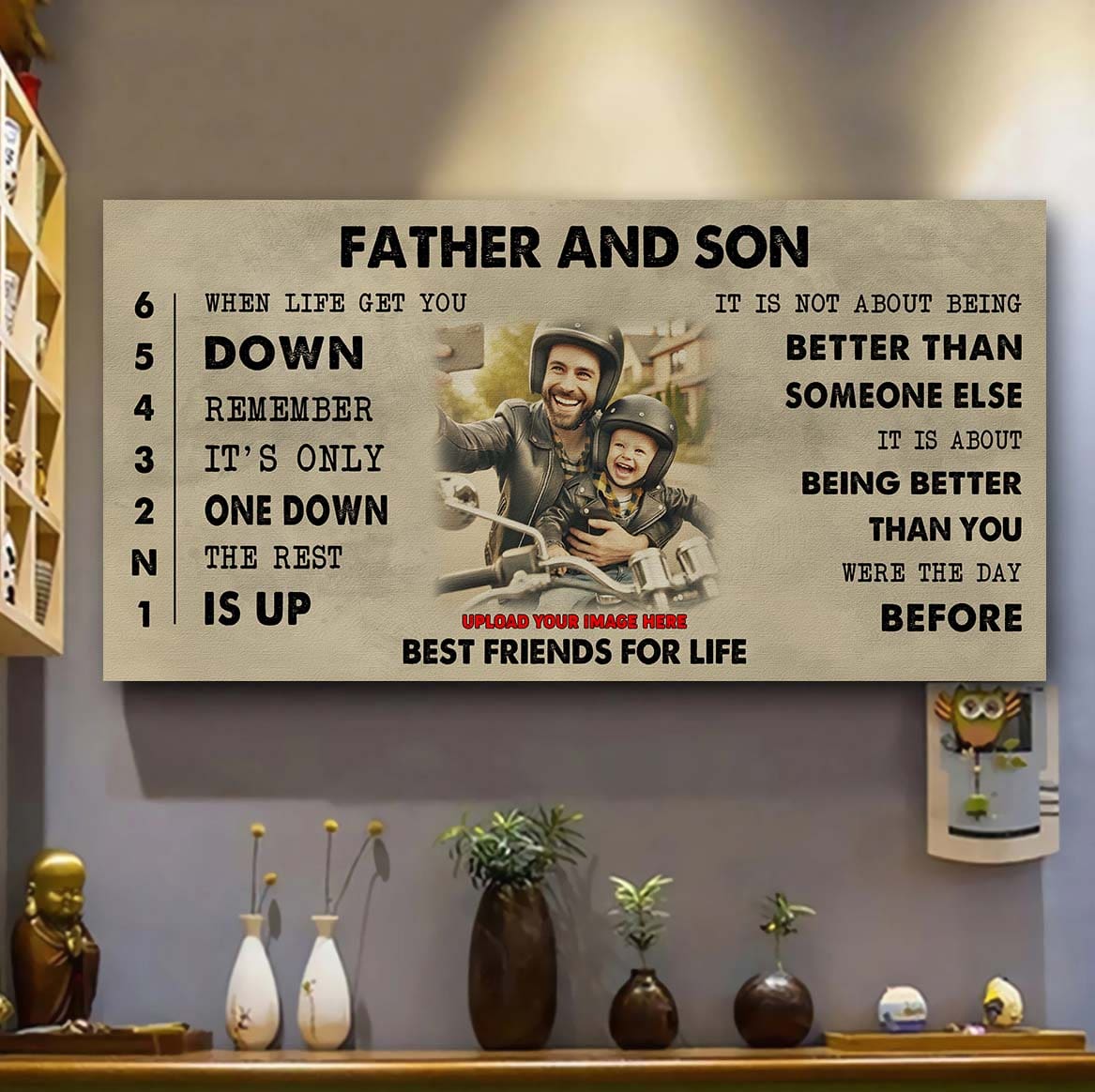 Biker Father And Daughter Best Friends For Life - Be Strong When You Are Weak Poster Canvas Gift For Daughter From Father-Photo Upload