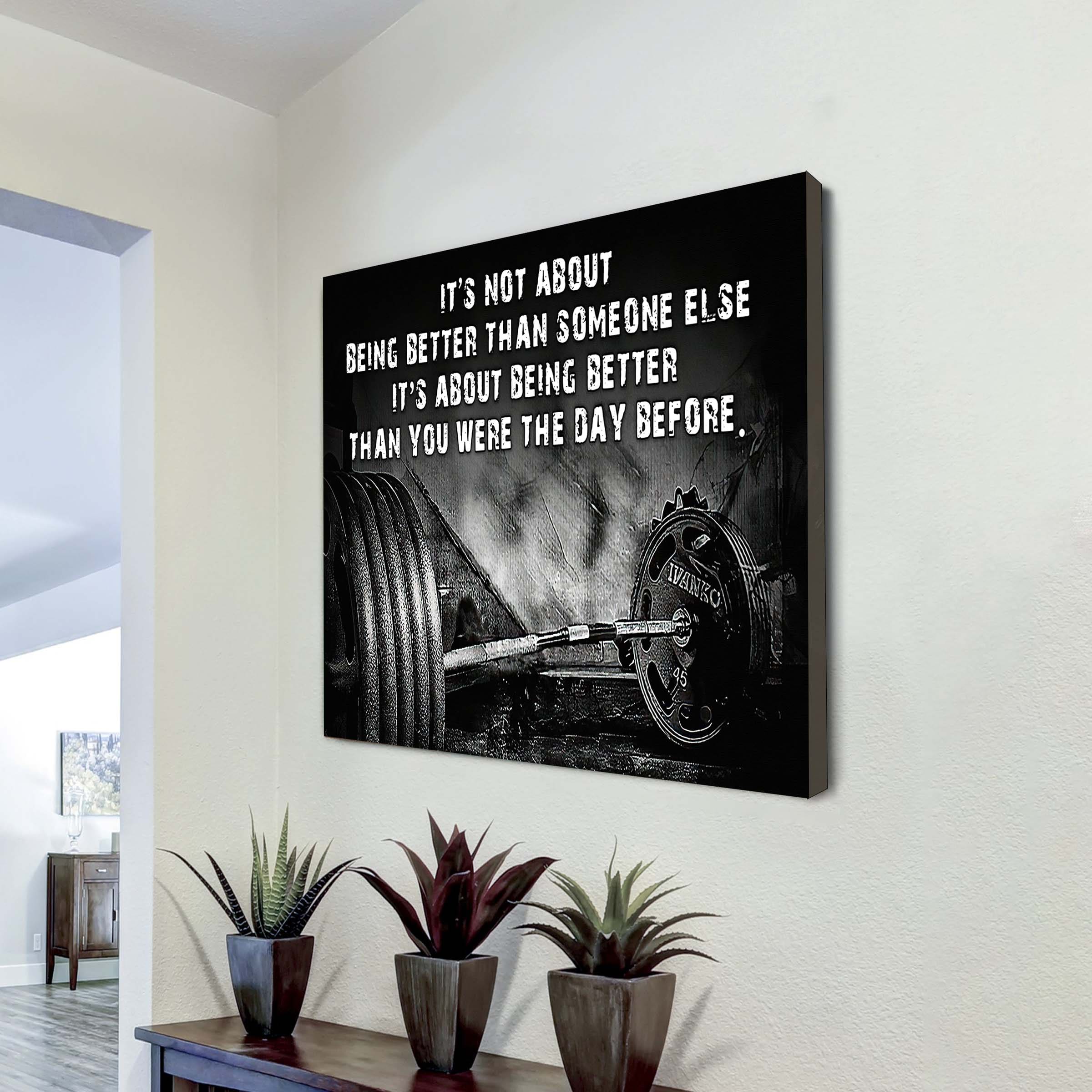 Baseball Square Poster Canvas It's Not About Being Better Than Someone Else It's About Being Better Than You Were The Day Before