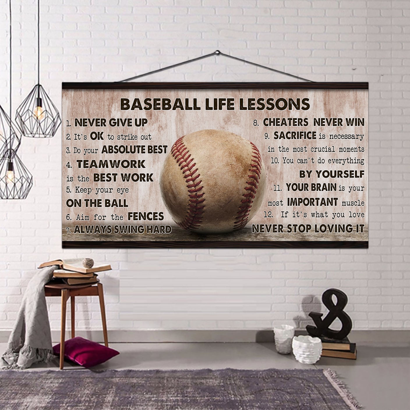 Sport Life Lesson Canvas Poster Wall Art Black Floating Frame