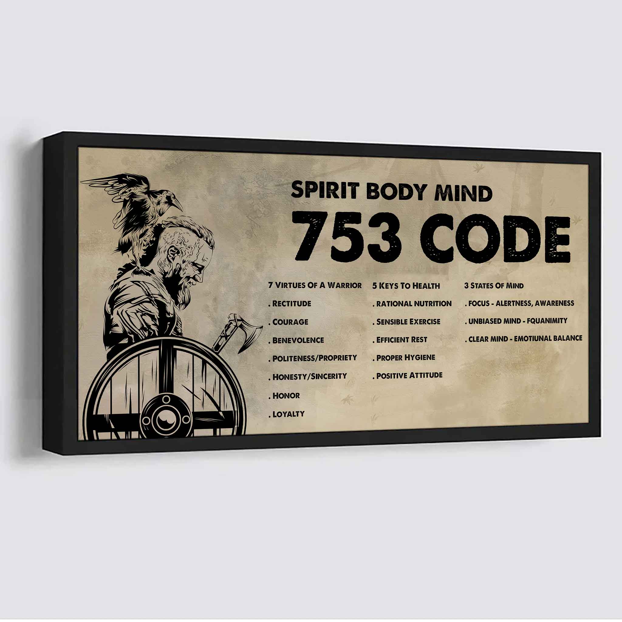 Spartan Poster Canvas 7 5 3 Code Motivation Quotes