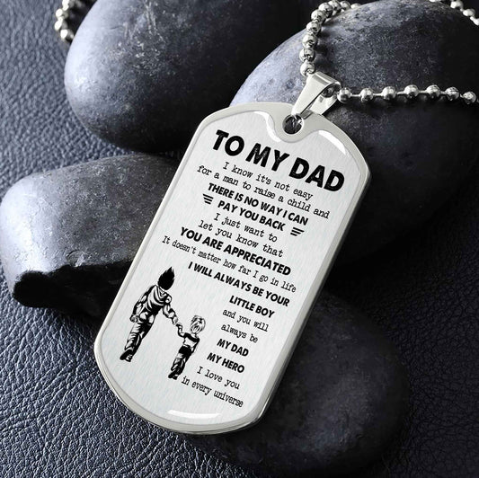 Dragon B VGT-Father and Son- Millitary Chain 18K Gold Plated To My Dad I Know It's Not Easy -I love you in every universe- Gift From Son To Dad Father's Day Gift