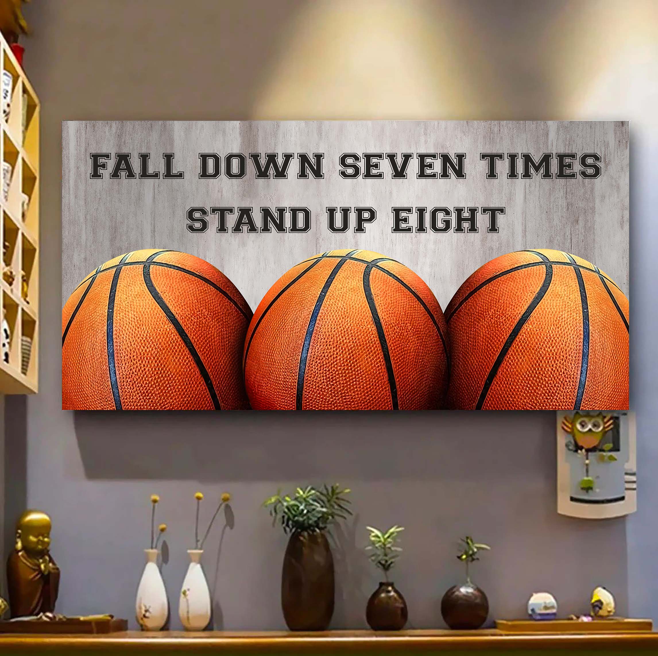 Baseball poster canvas fall down seven times stand up eight