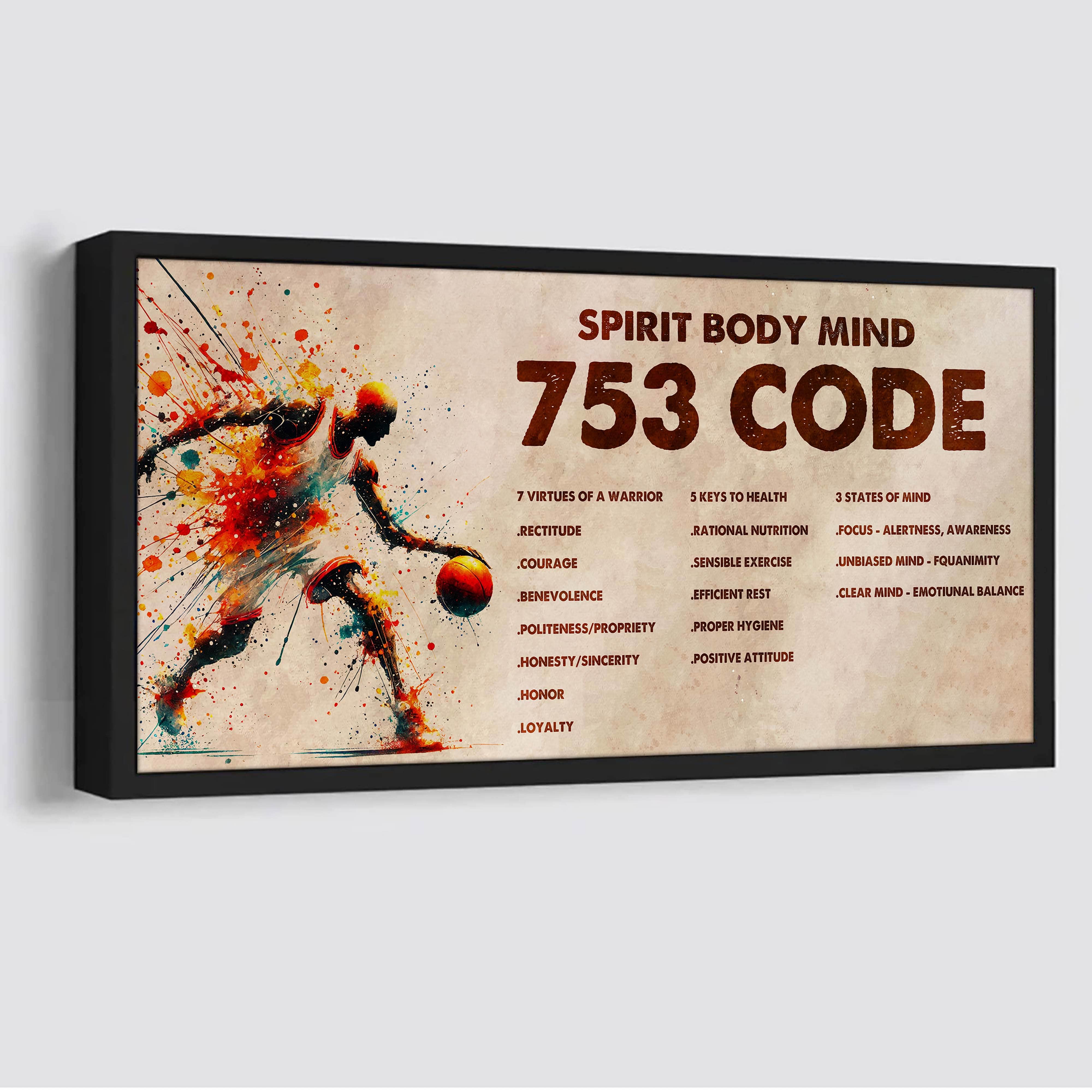 Spartan Poster Canvas 7 5 3 Code Motivation Quotes