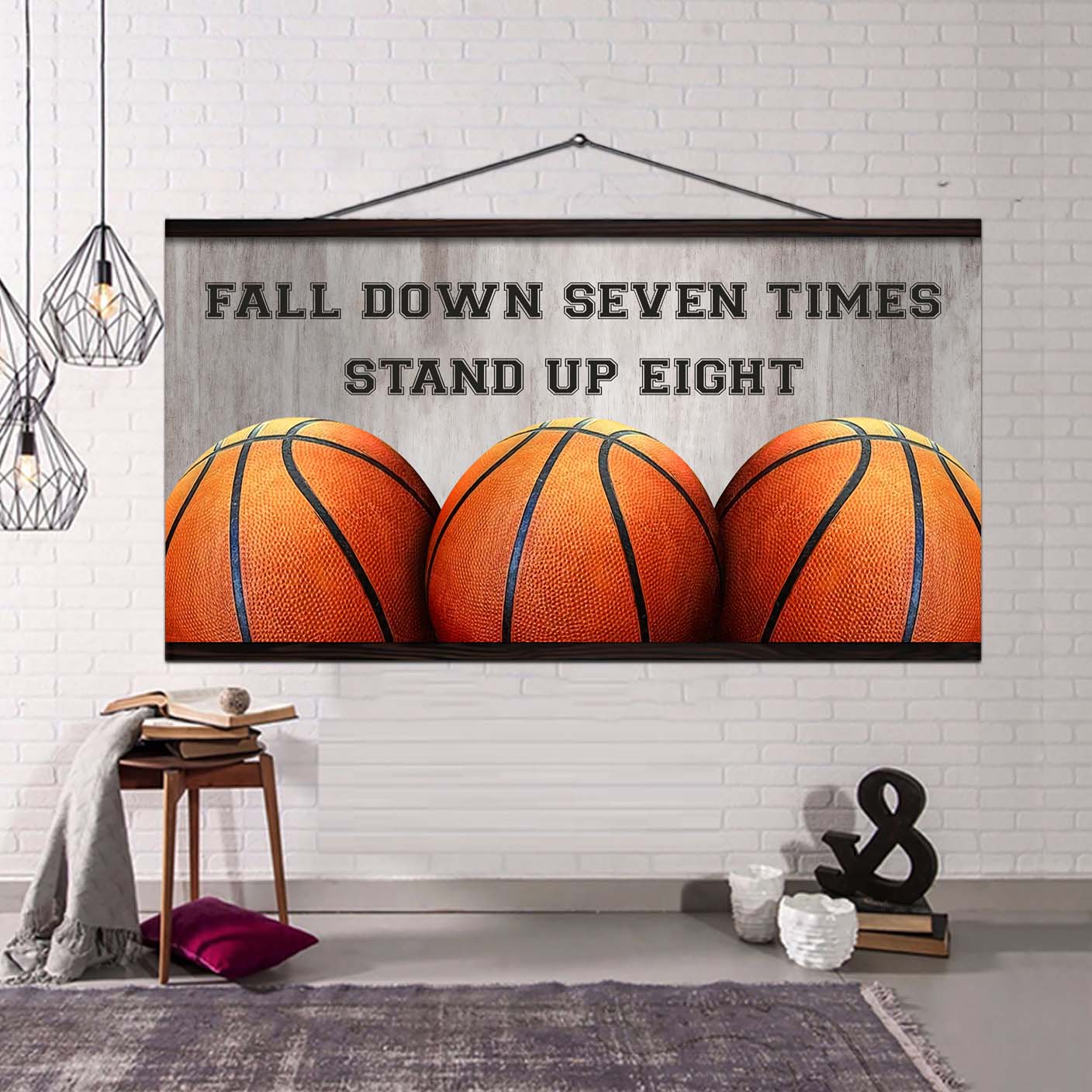 Softball poster canvas fall down seven times stand up eight