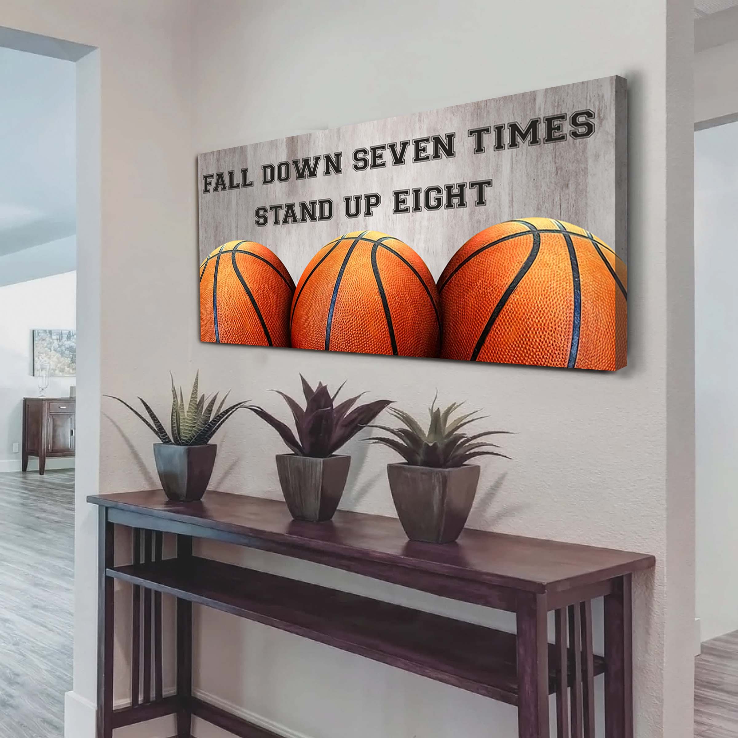 Basketball poster canvas fall down seven times stand up eight