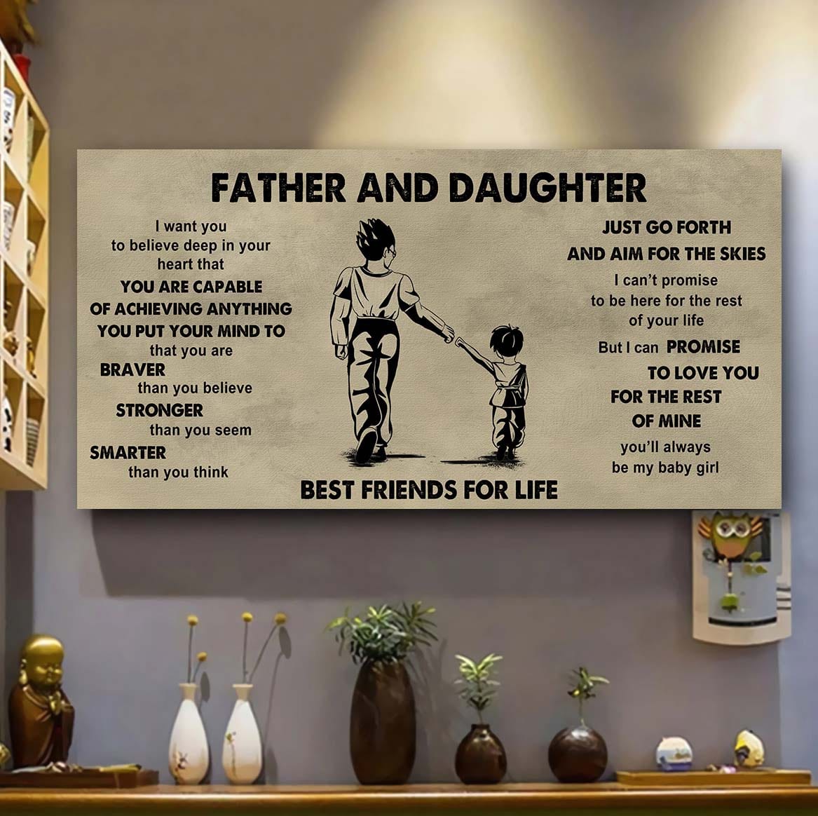 FAMILY-PHOTO UPLOAD Father And Daughter Best Friends For Life  - That You Are Braver Than You Believe Poster Canvas Gift For Daughter From Father