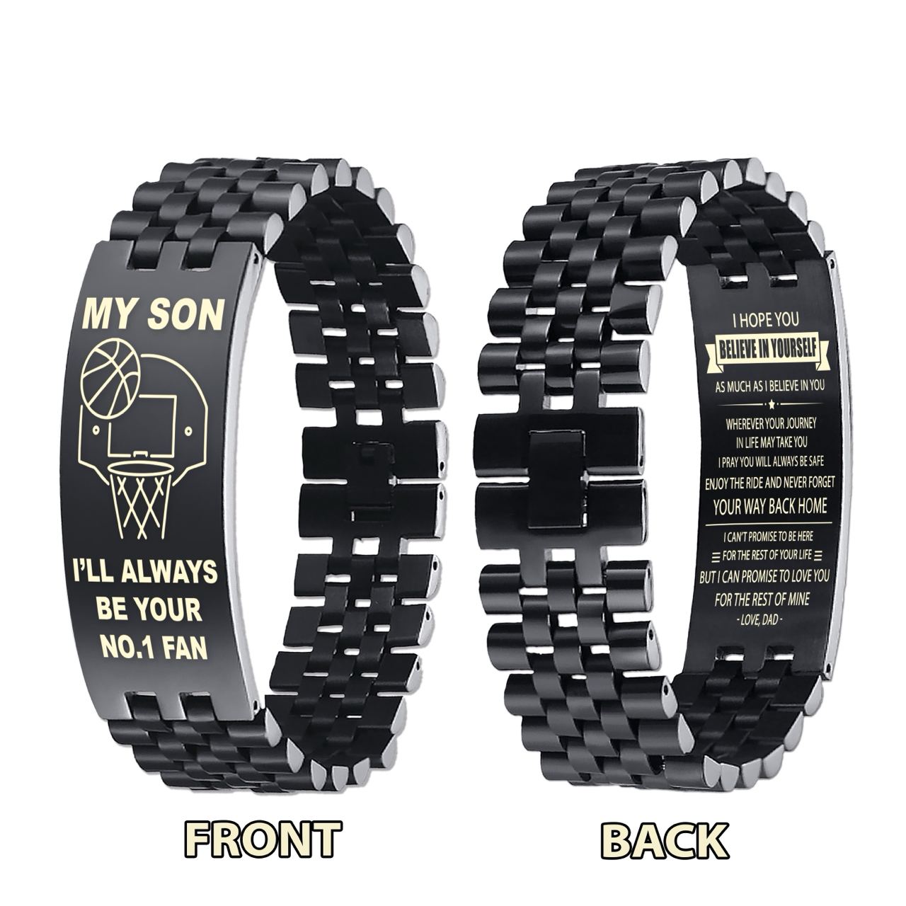 DS1-Customizable basketball bracelet, gifts from dad mom to son- I hope you believe in yourself