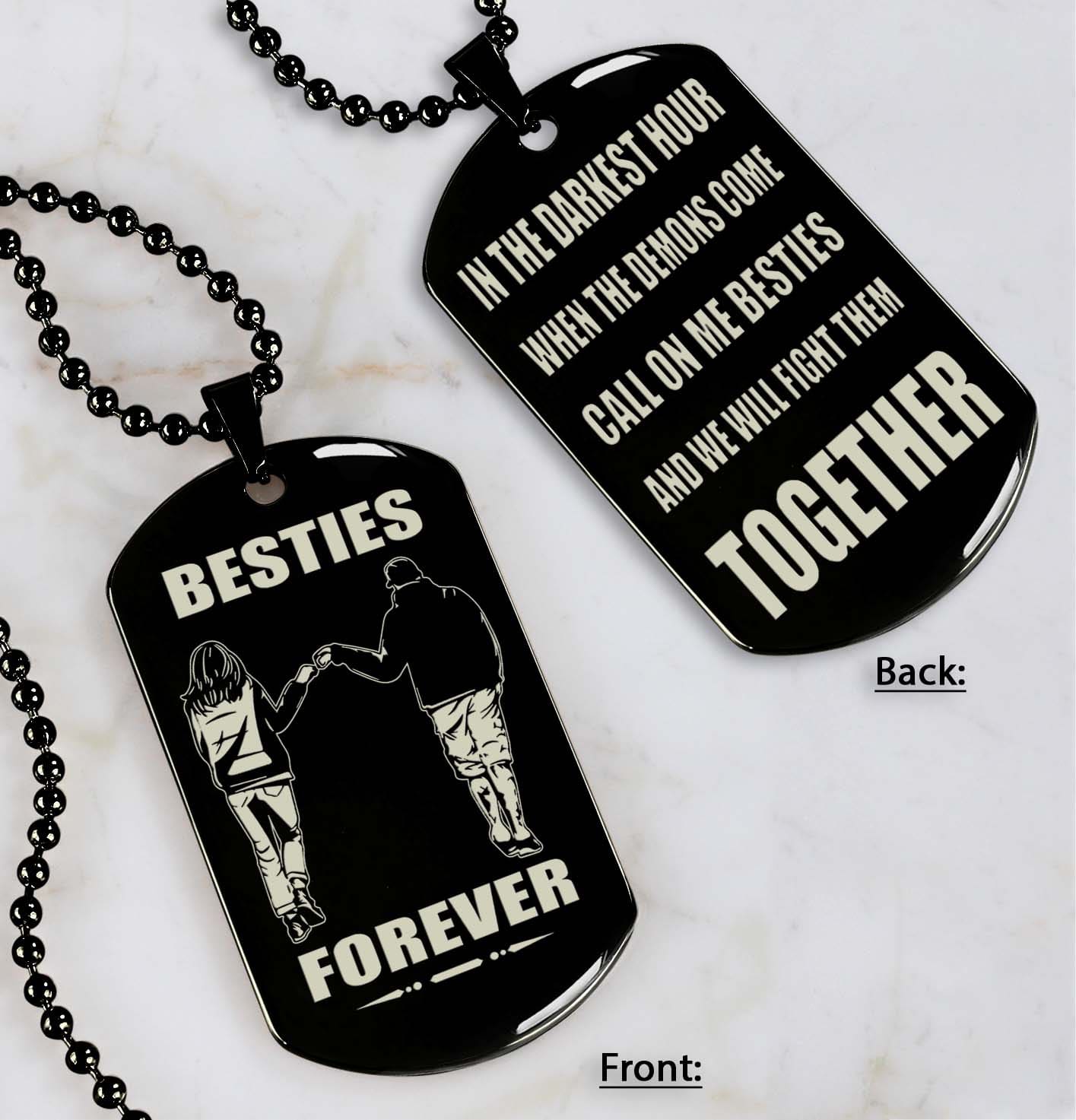 Brothers customizable engraved black dog tag double sided gift from brother, brother forever