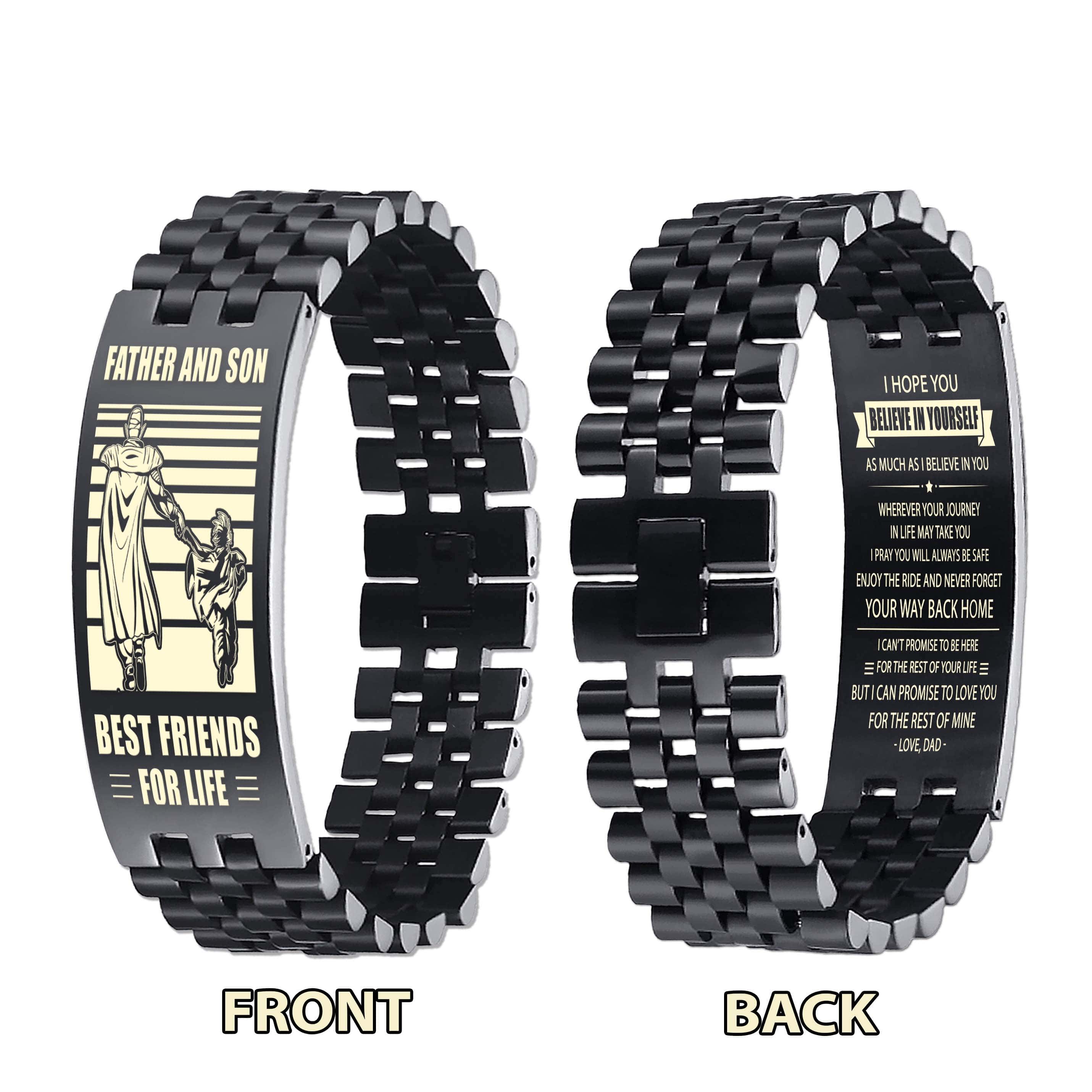 ANT Personalized Double Sided Bracelet Father And Son Best Friends For Life - Message on the back side