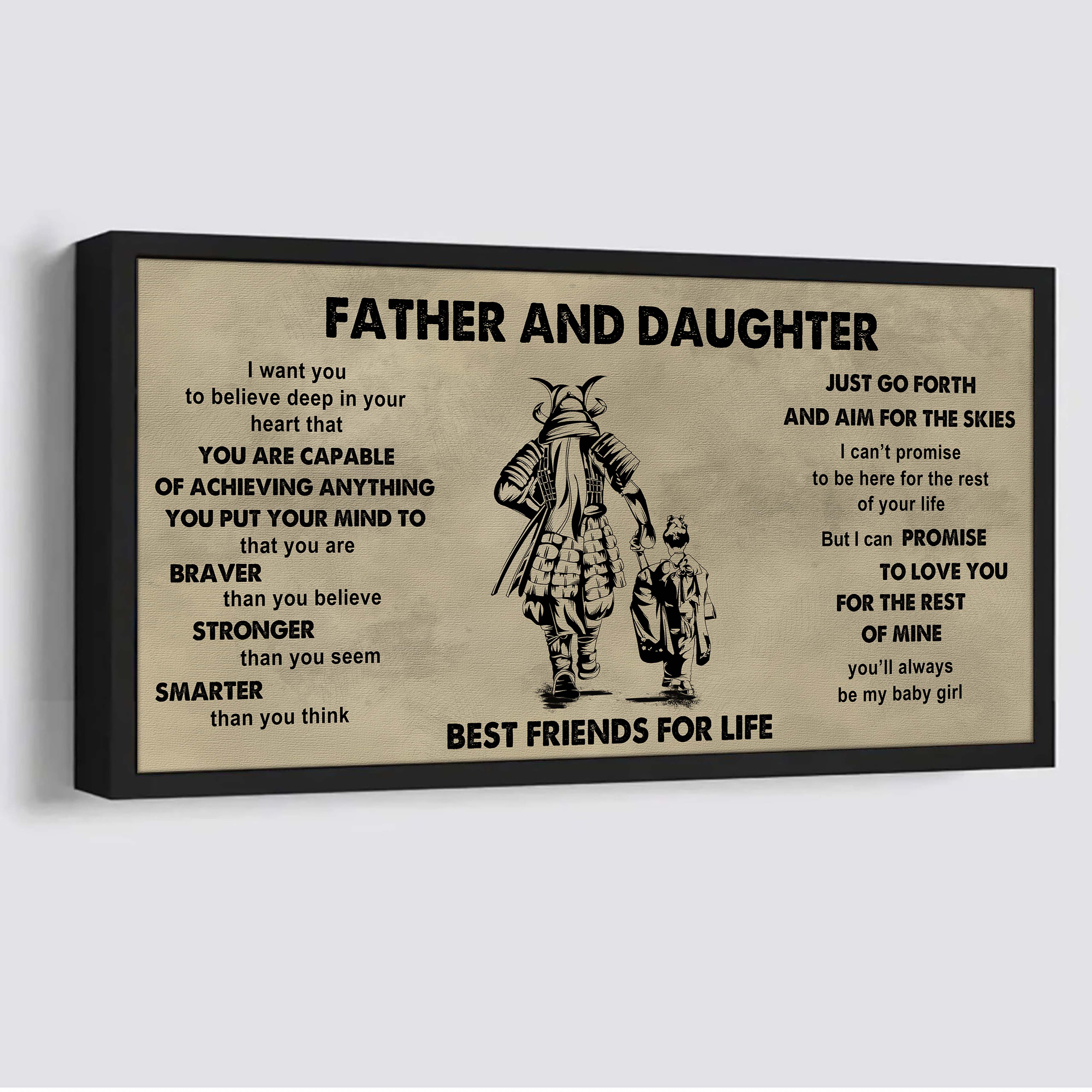 FAMILY-PHOTO UPLOAD Father And Daughter Best Friends For Life  - That You Are Braver Than You Believe Poster Canvas Gift For Daughter From Father