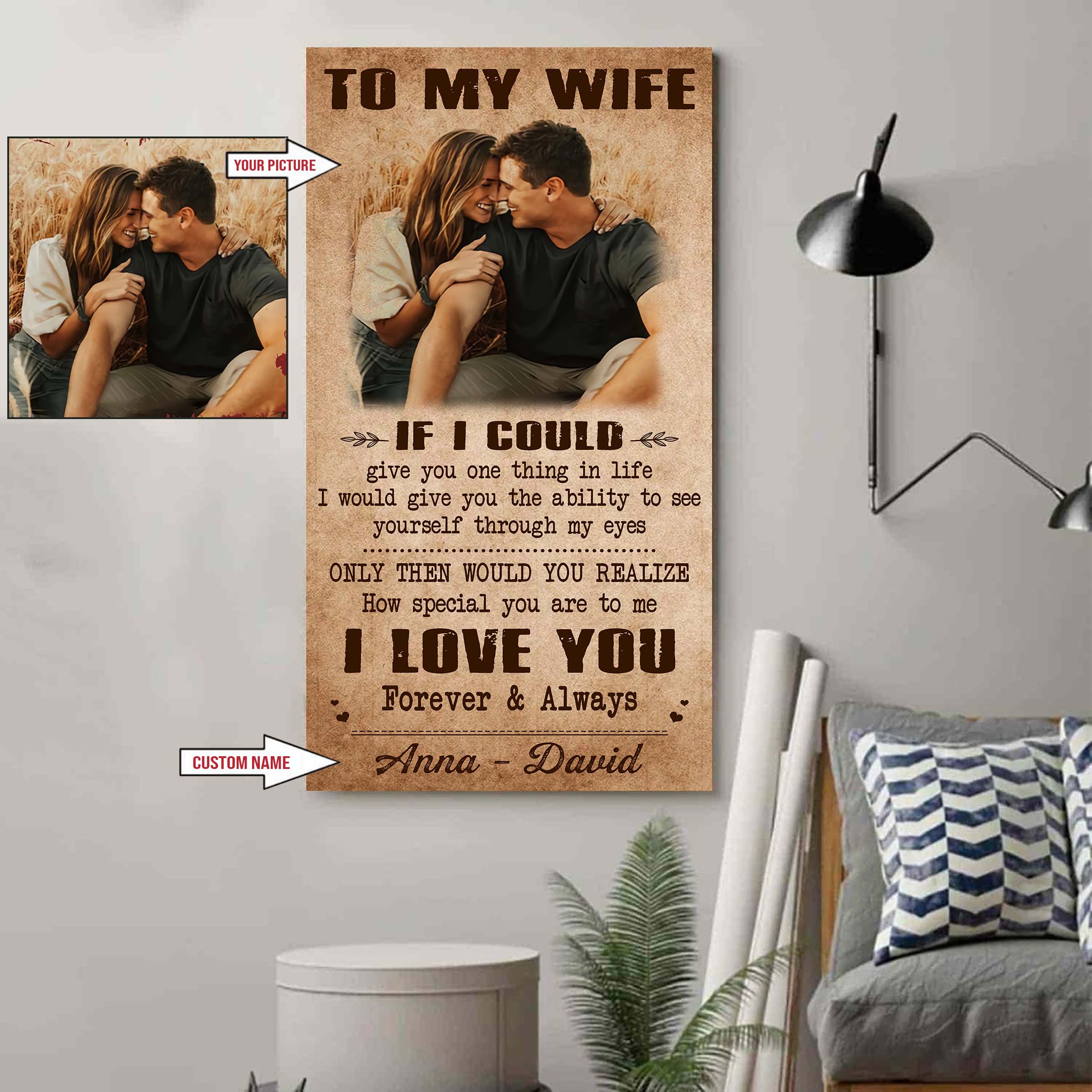 Valentine gifts-Custom image canvas-Husband to Wife- Marrying you was one of the best decision I ever made