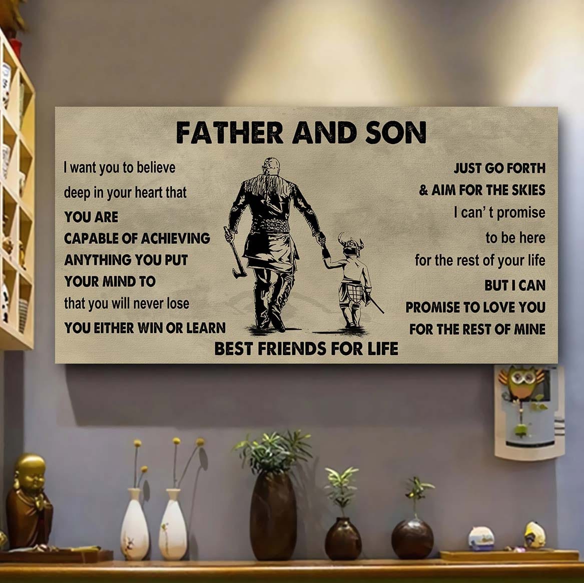 Biker Father And Son Best Friends For Life - Ver 2 You Will Never Lose Poster Canvas Gift For Son From Father