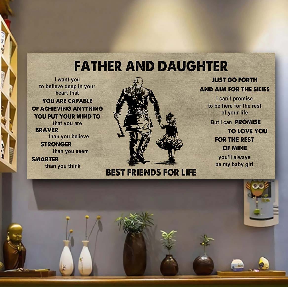 FAMILY-PHOTO UPLOAD Father And Daughter Best Friends For Life  - That You Are Braver Than You Believe Poster Canvas Gift For Daughter From Father