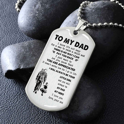 Viking Millitary Chain 18K Gold Plated To My Dad I Know It's Not Easy - I Will Always Be Your Little Boy Gift From Son To Dad Father's Day Gift