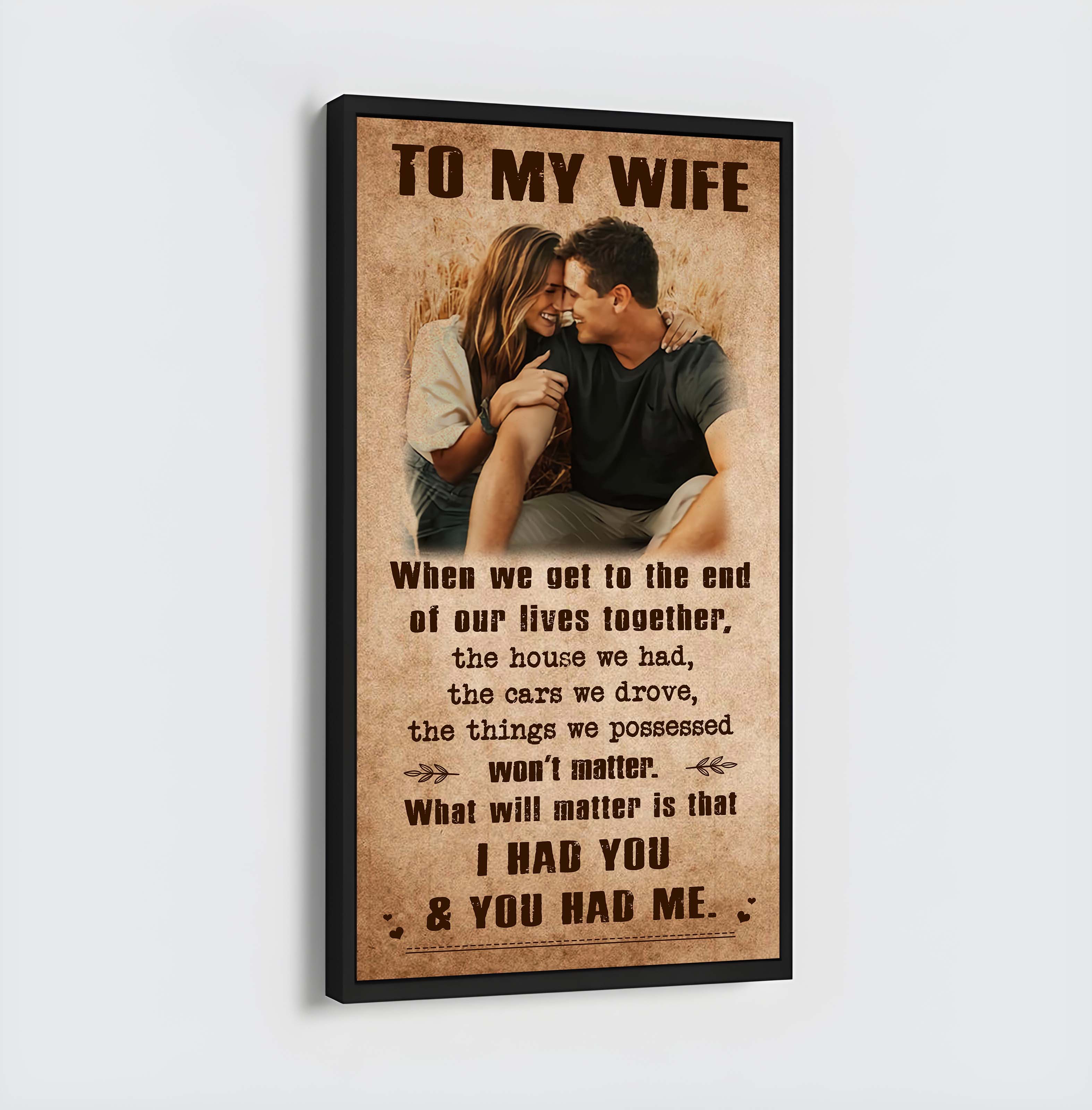 Valentine gifts-Custom image canvas-Husband to Wife- If I could give you one thing in life