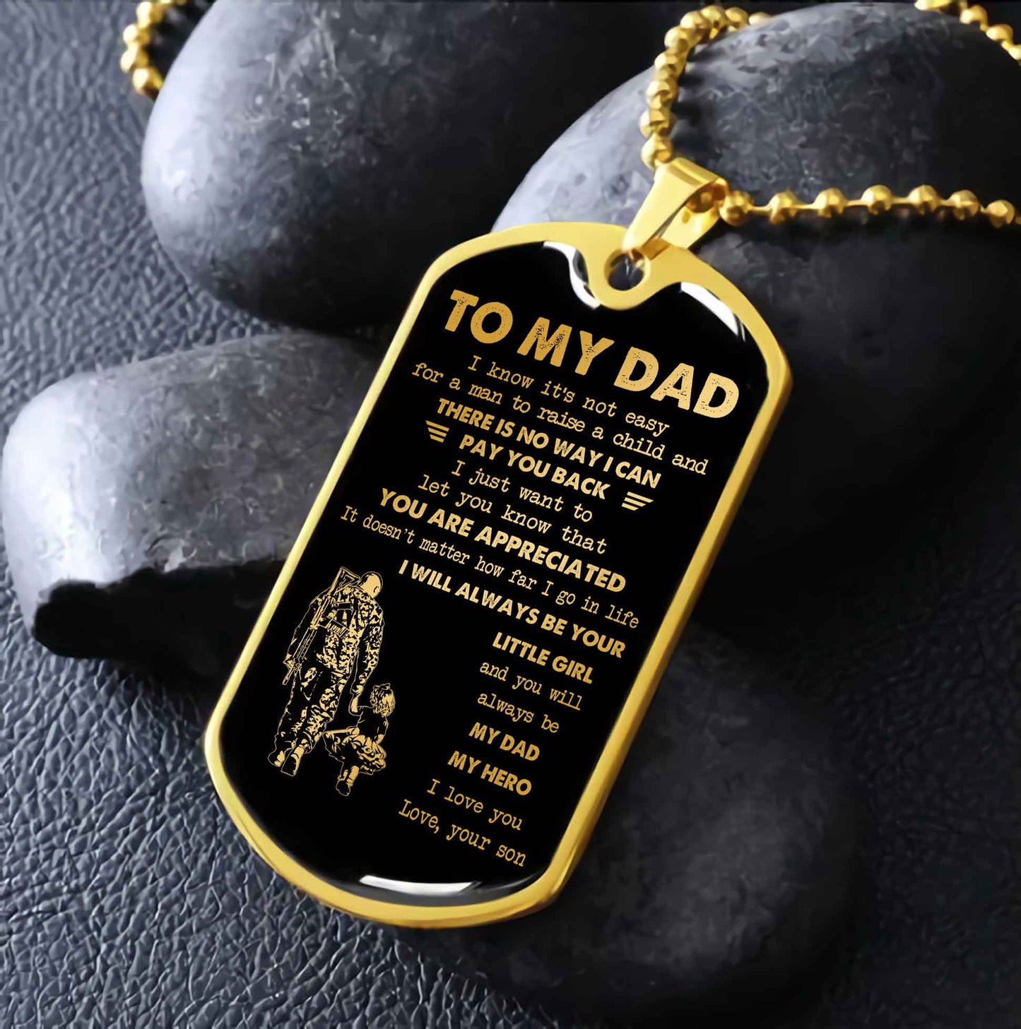 Viking Millitary Chain 18K Gold Plated To My Dad I Know It's Not Easy - I Will Always Be Your Little Boy Gift From Son To Dad Father's Day Gift