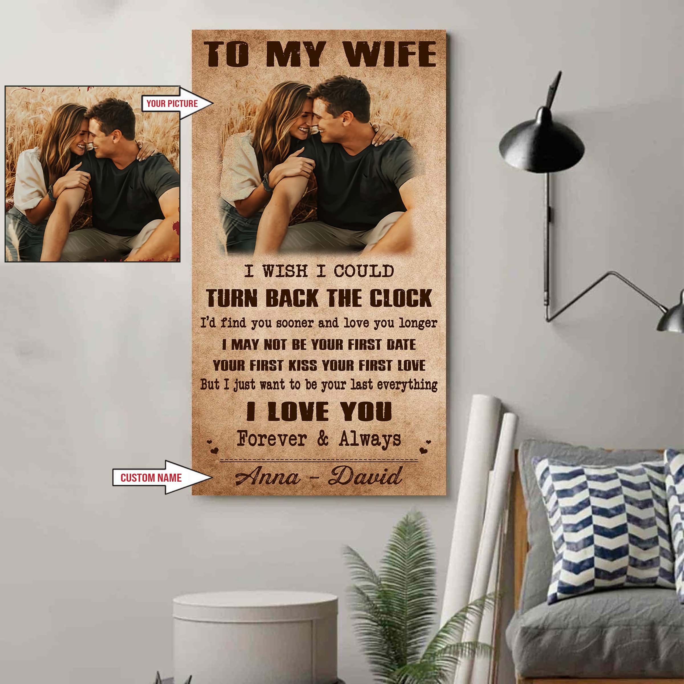 Valentine gifts-Custom image canvas-Husband to Wife- If I could give you one thing in life