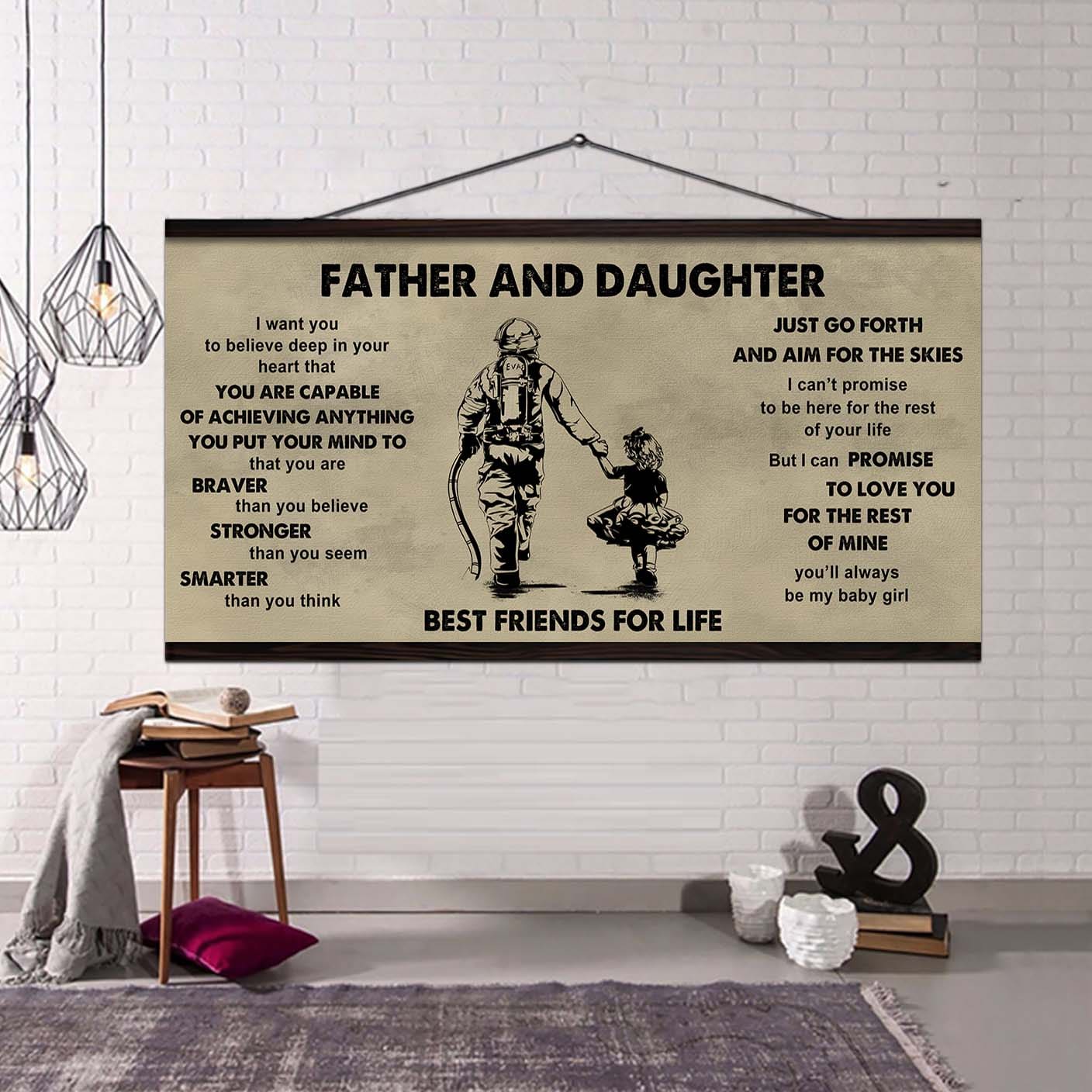 FAMILY-PHOTO UPLOAD Father And Daughter Best Friends For Life  - That You Are Braver Than You Believe Poster Canvas Gift For Daughter From Father